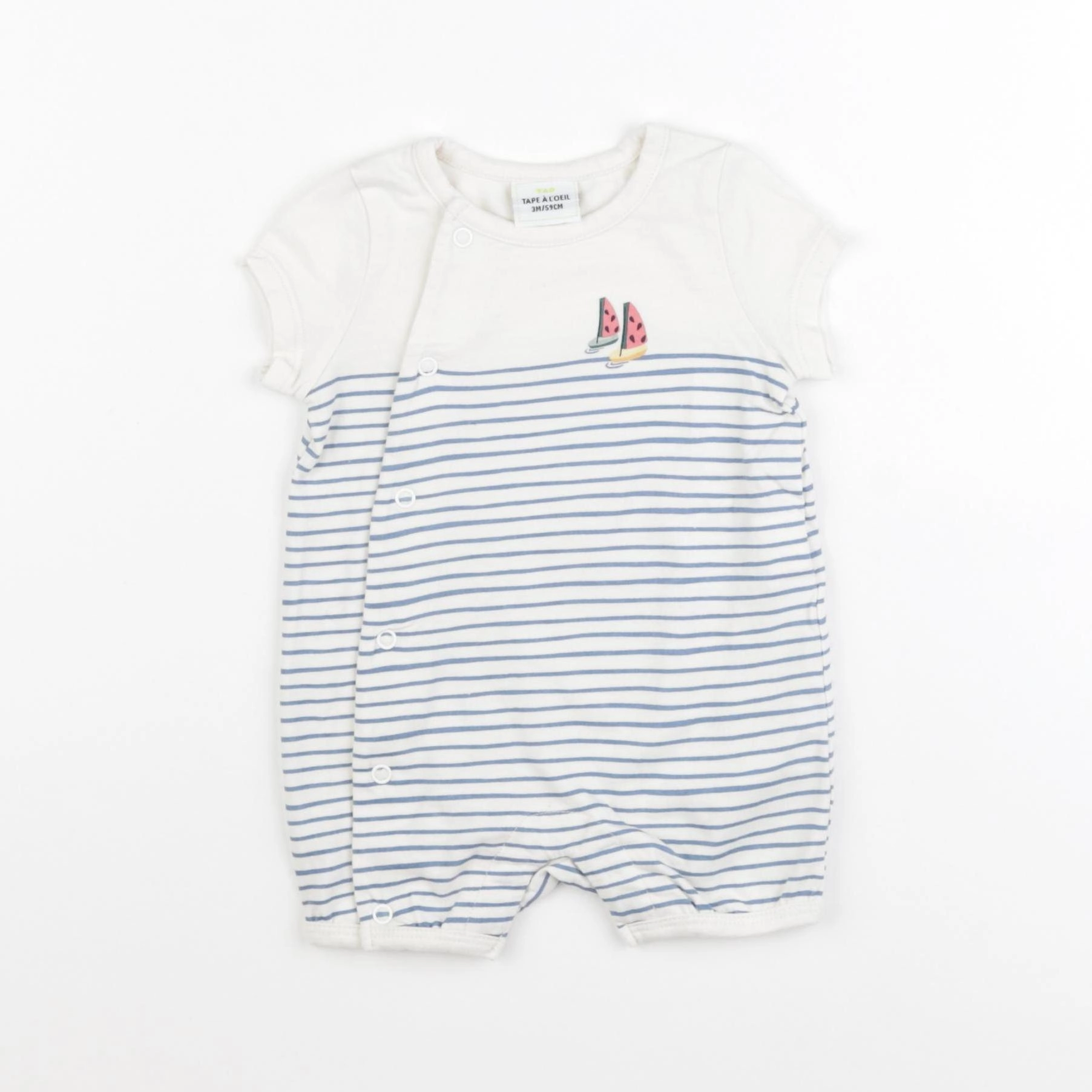 Tape à l'oeil - pyjama coton bleu - 3 mois