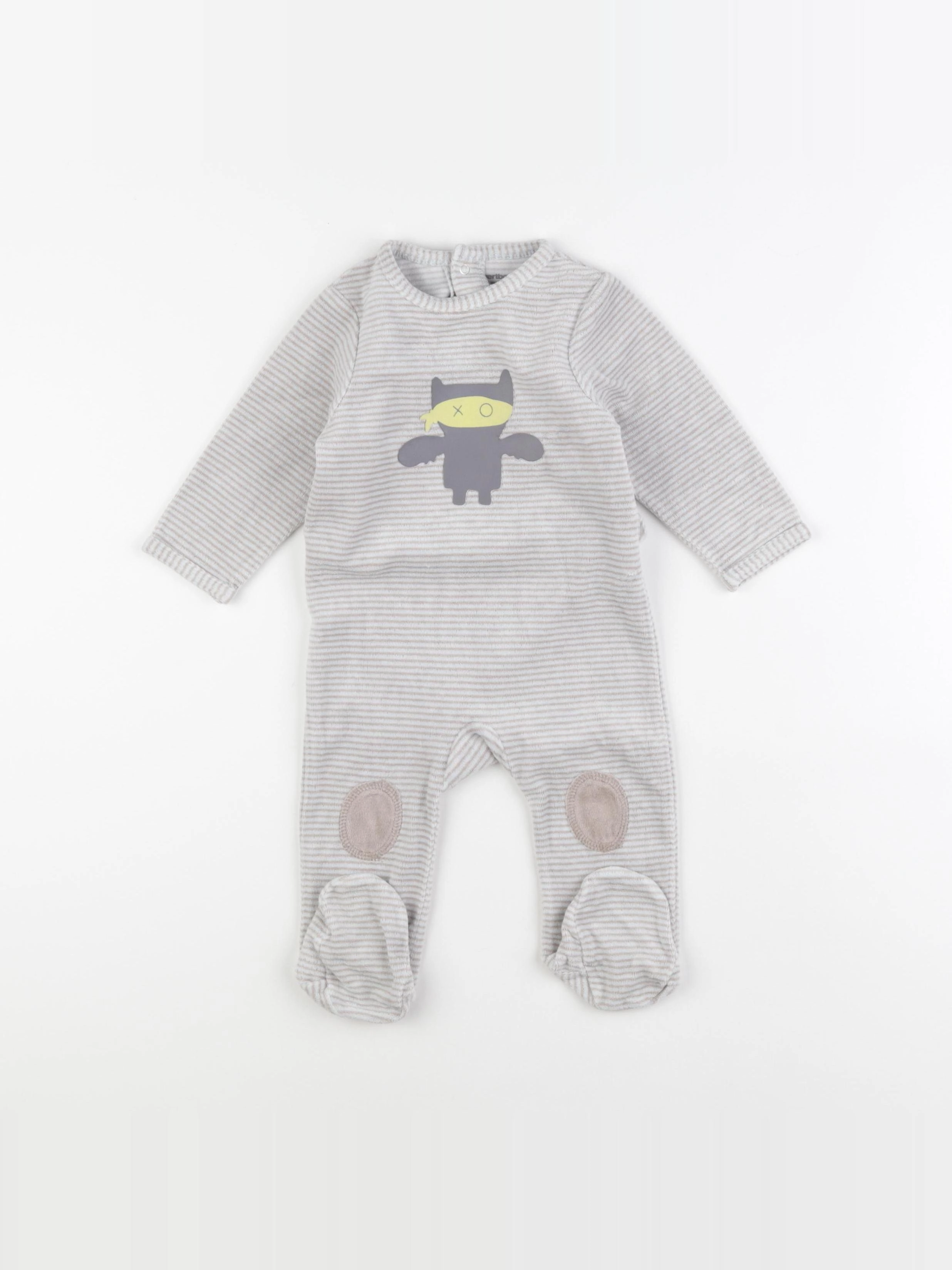 Vertbaudet - pyjama velours gris - 6 mois