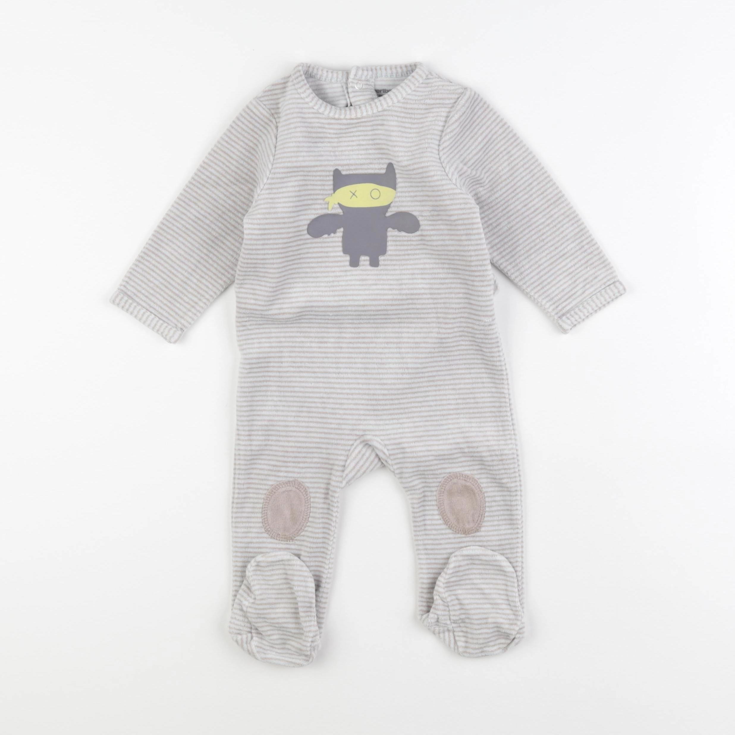 Vertbaudet - pyjama velours gris - 6 mois