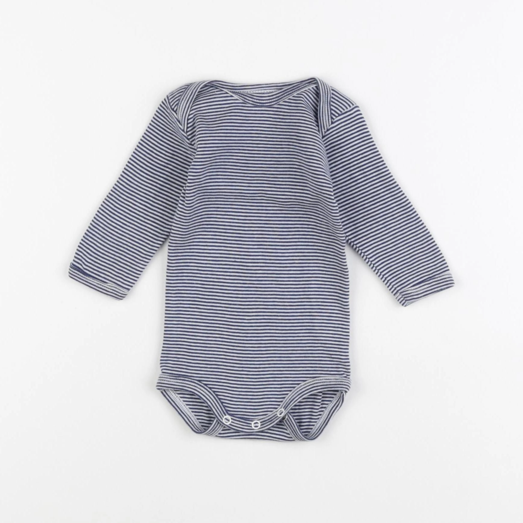 Petit Bateau - body bleu, blanc - 3 mois