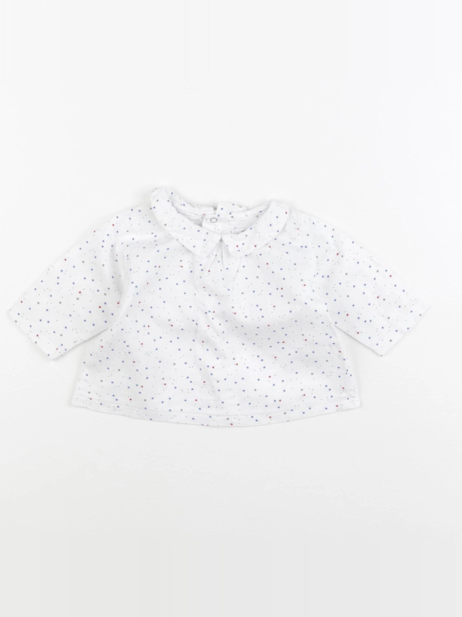 Petit Bateau - tee-shirt blanc, bleu - 3 mois