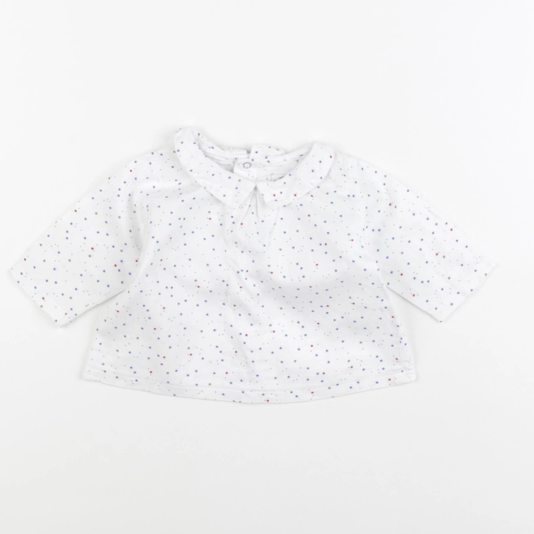 Petit Bateau - tee-shirt blanc, bleu - 3 mois