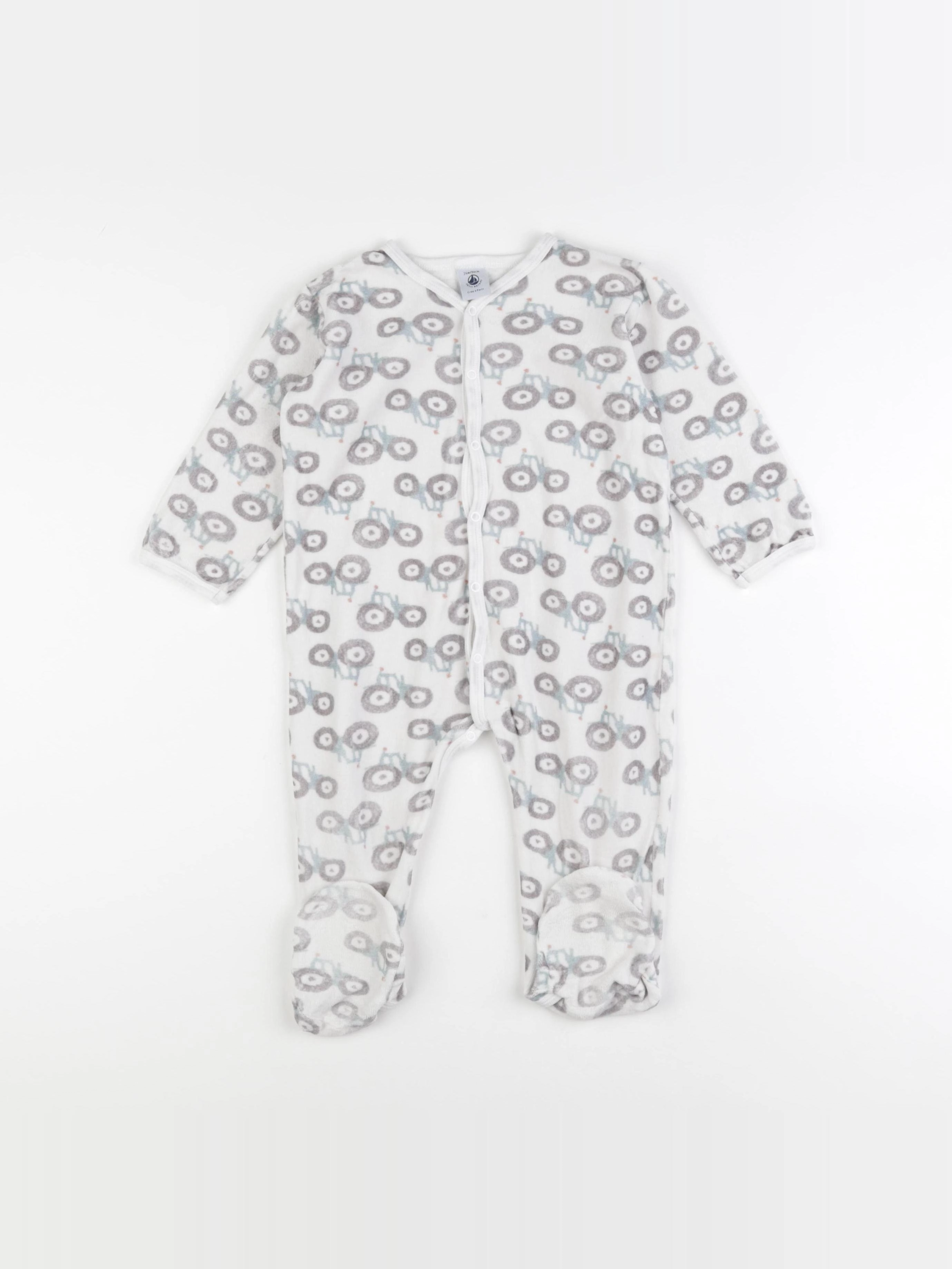 Petit Bateau - pyjama velours gris - 24 mois