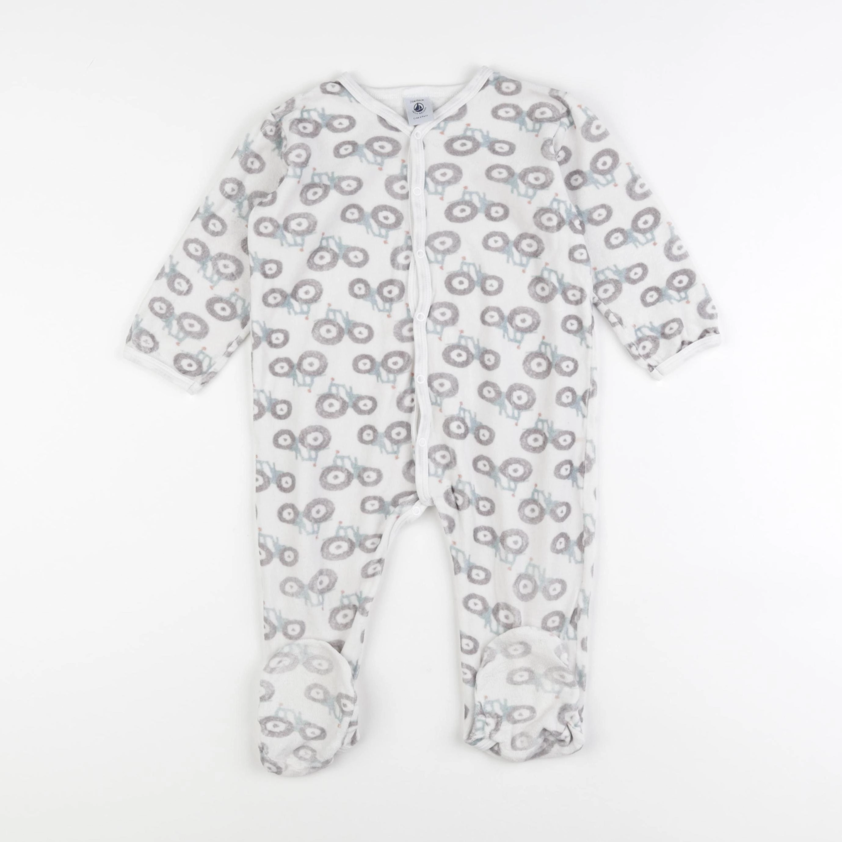Petit Bateau - pyjama velours gris - 24 mois