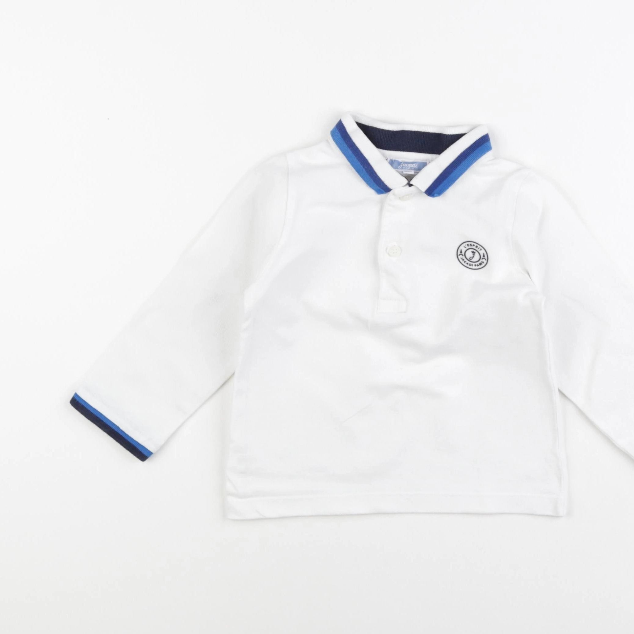 Jacadi - polo blanc, bleu - 24 mois