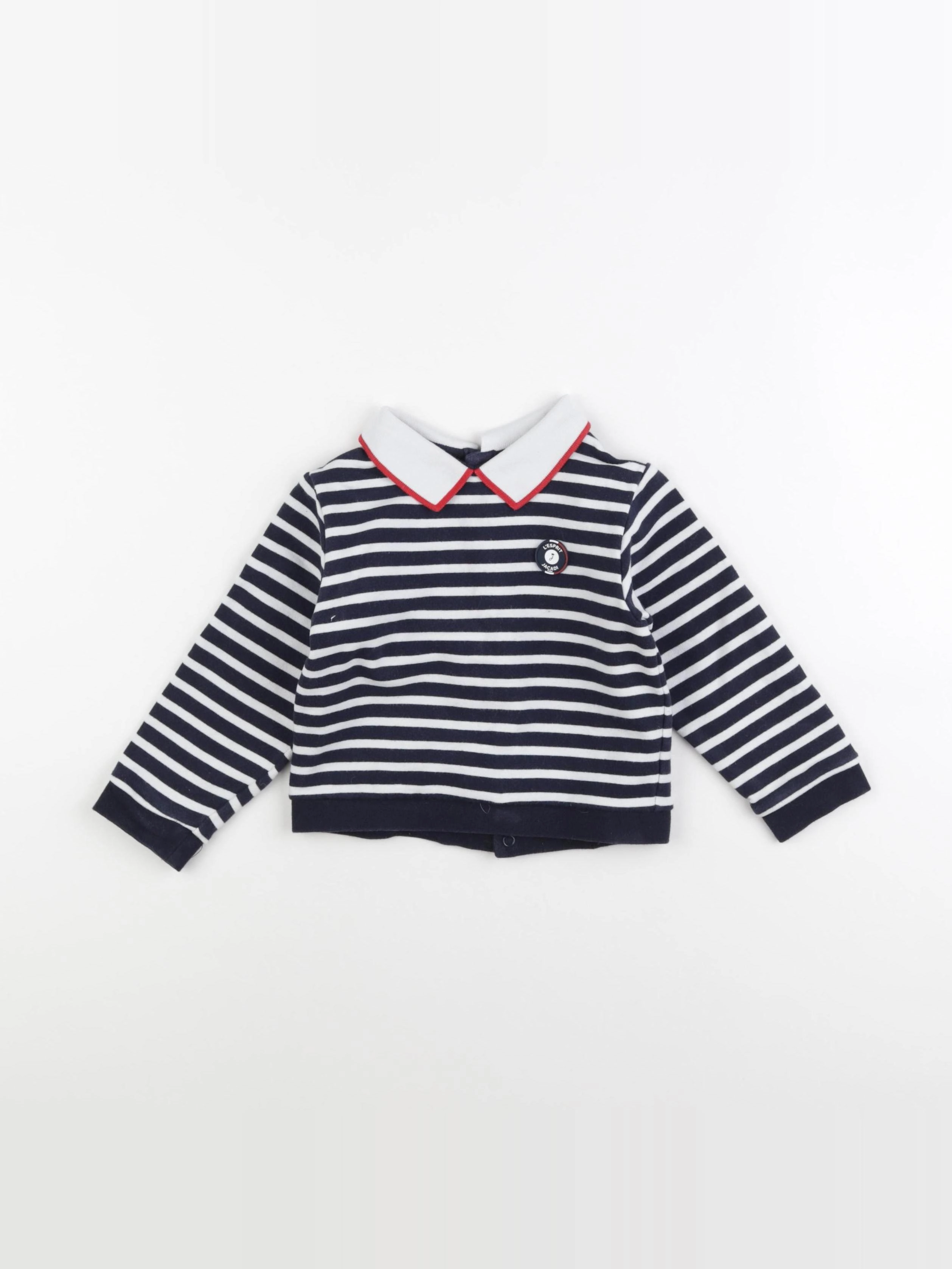 Jacadi - sweat blanc, bleu - 24 mois