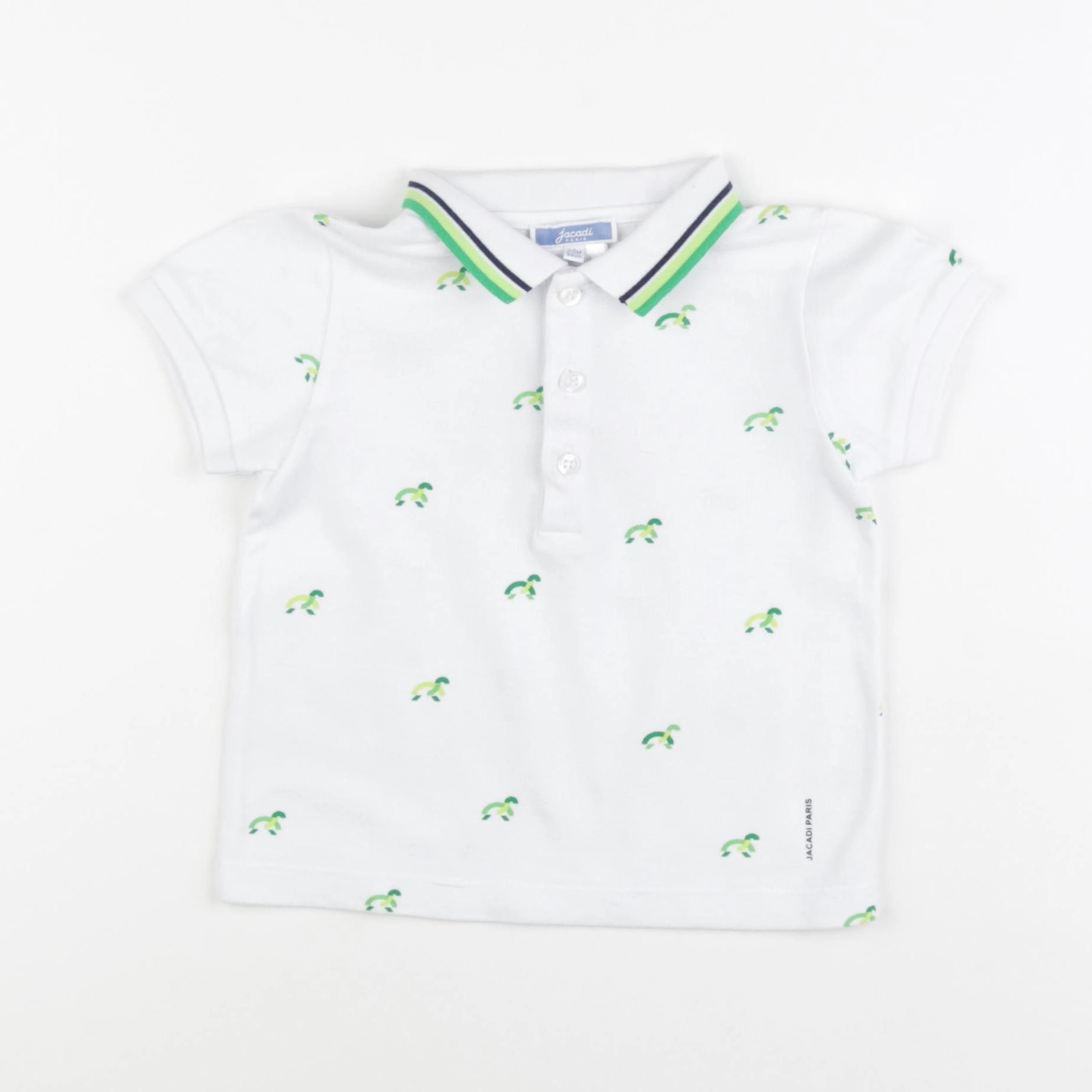 Jacadi - polo blanc, vert - 24 mois