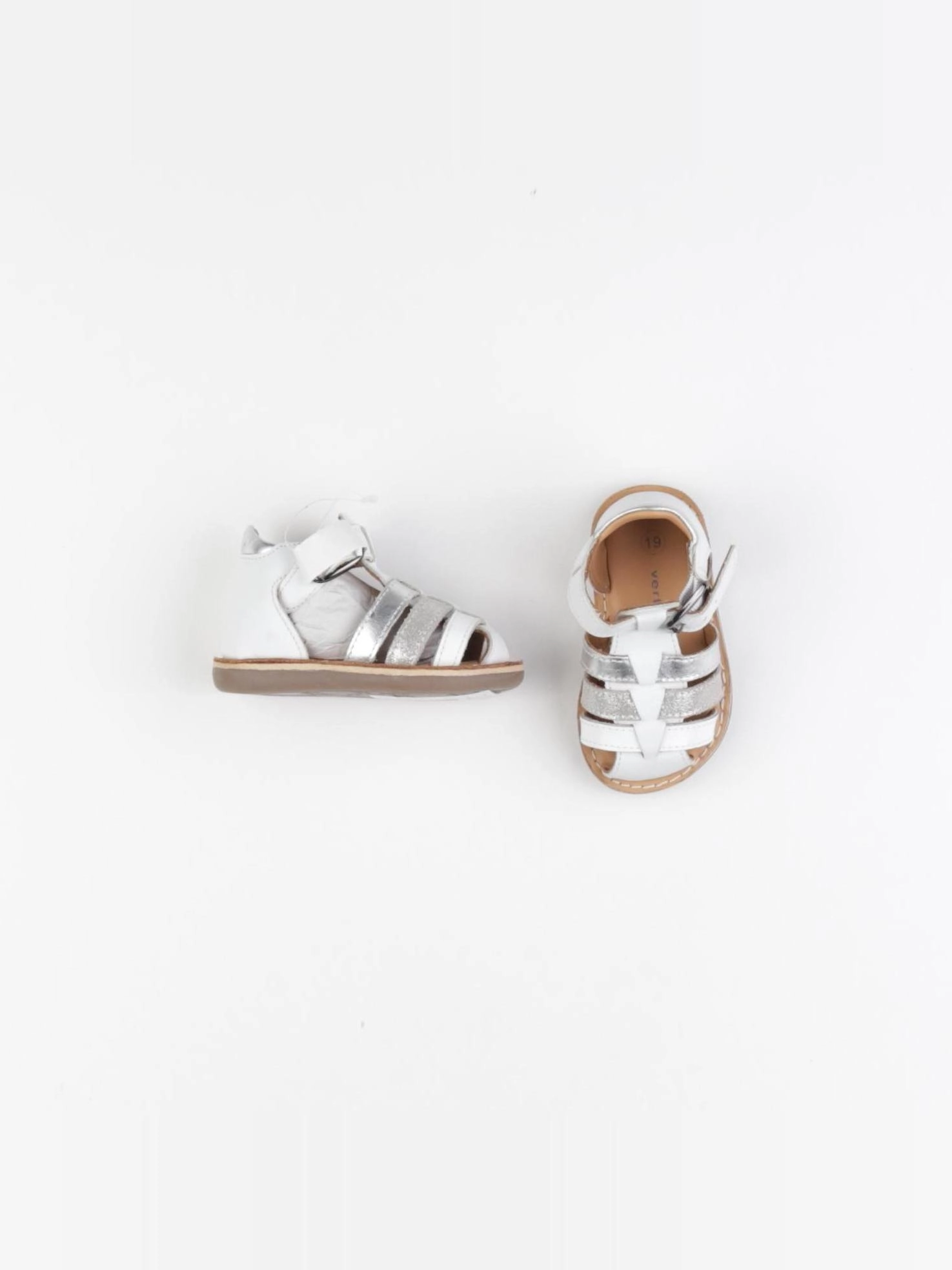 Vertbaudet - sandales blanc, argent - pointure 19