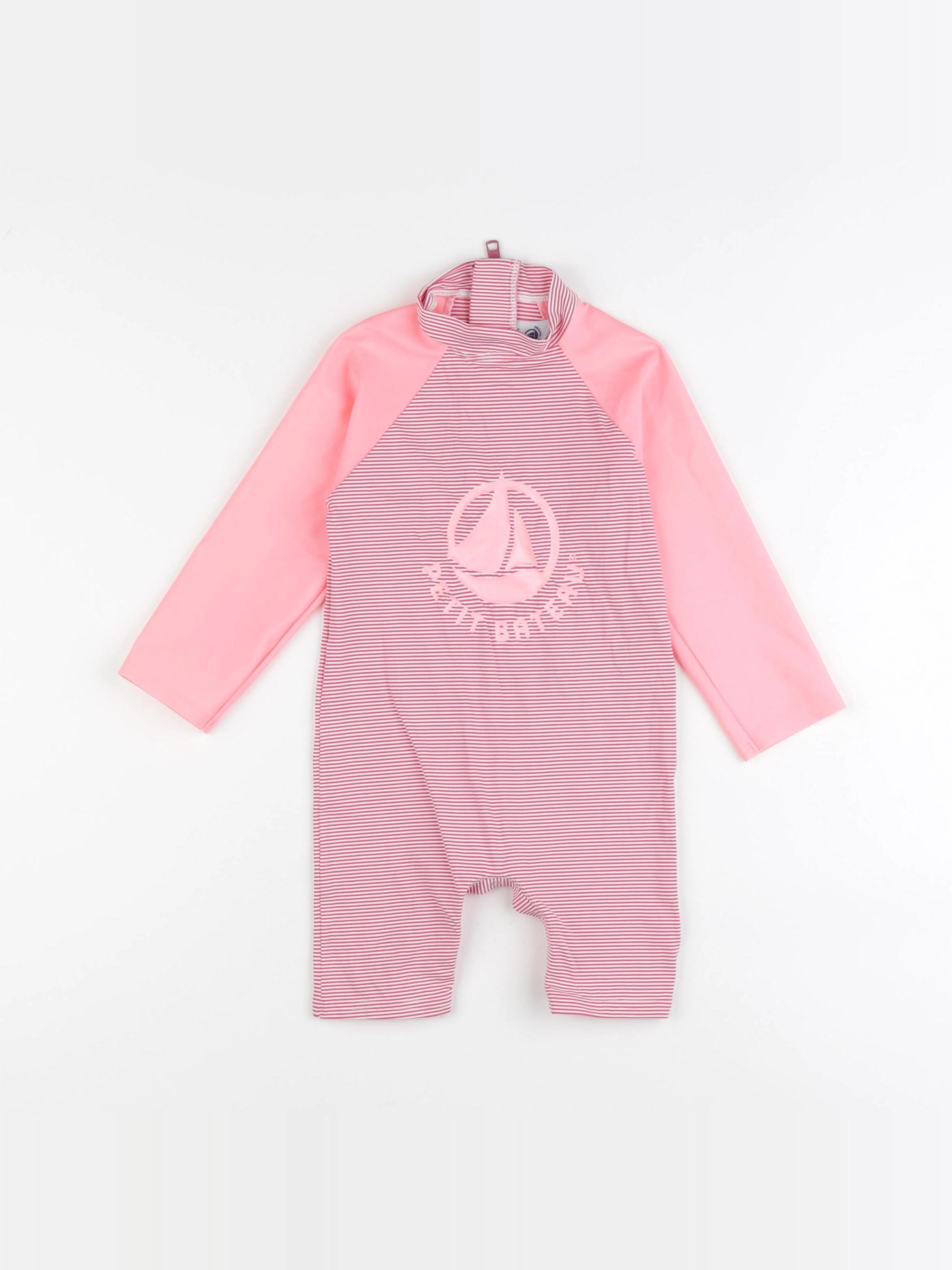 Petit Bateau - combi de bain blanc, rose - 36 mois