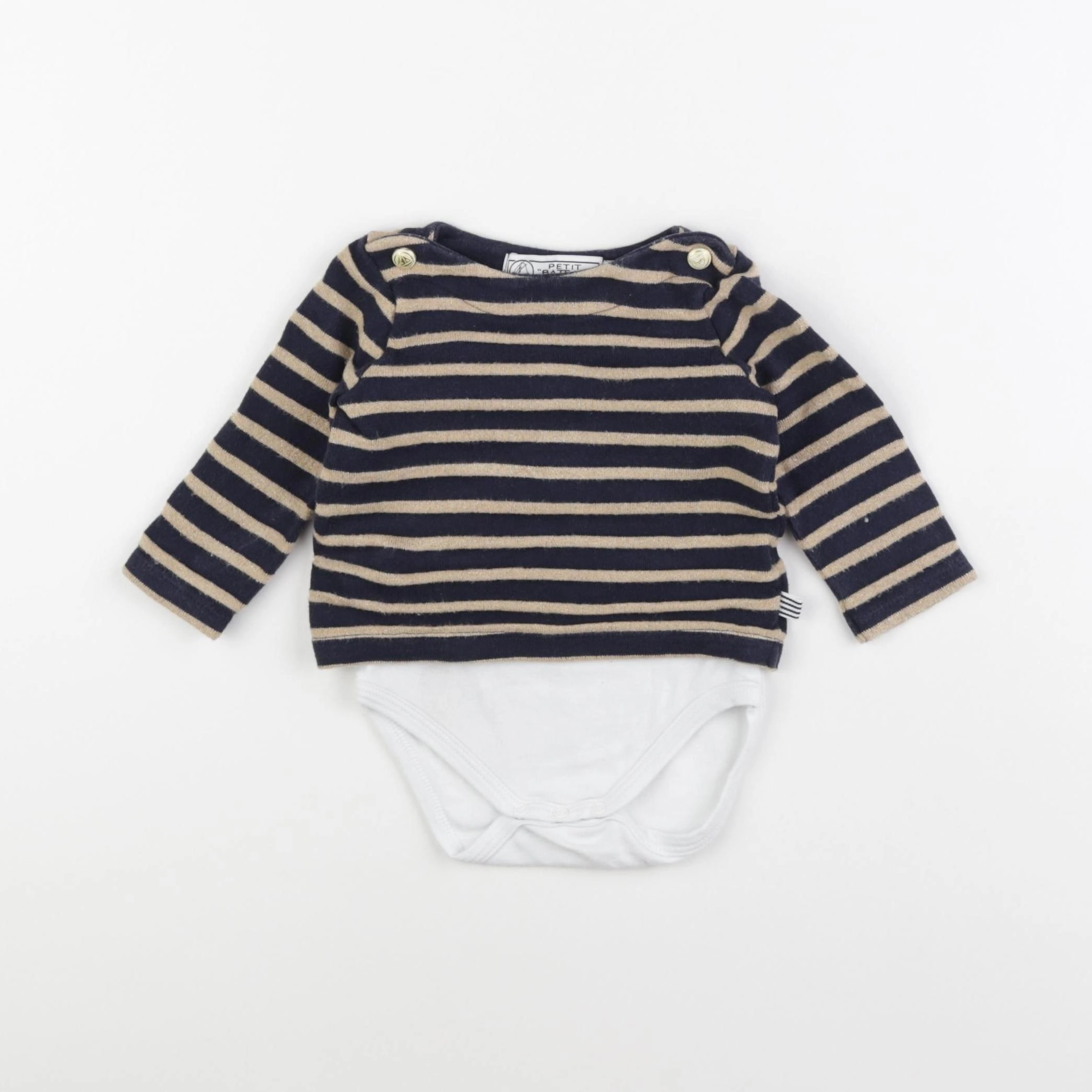 Petit Bateau - body tee-shirt or, bleu - 6 mois