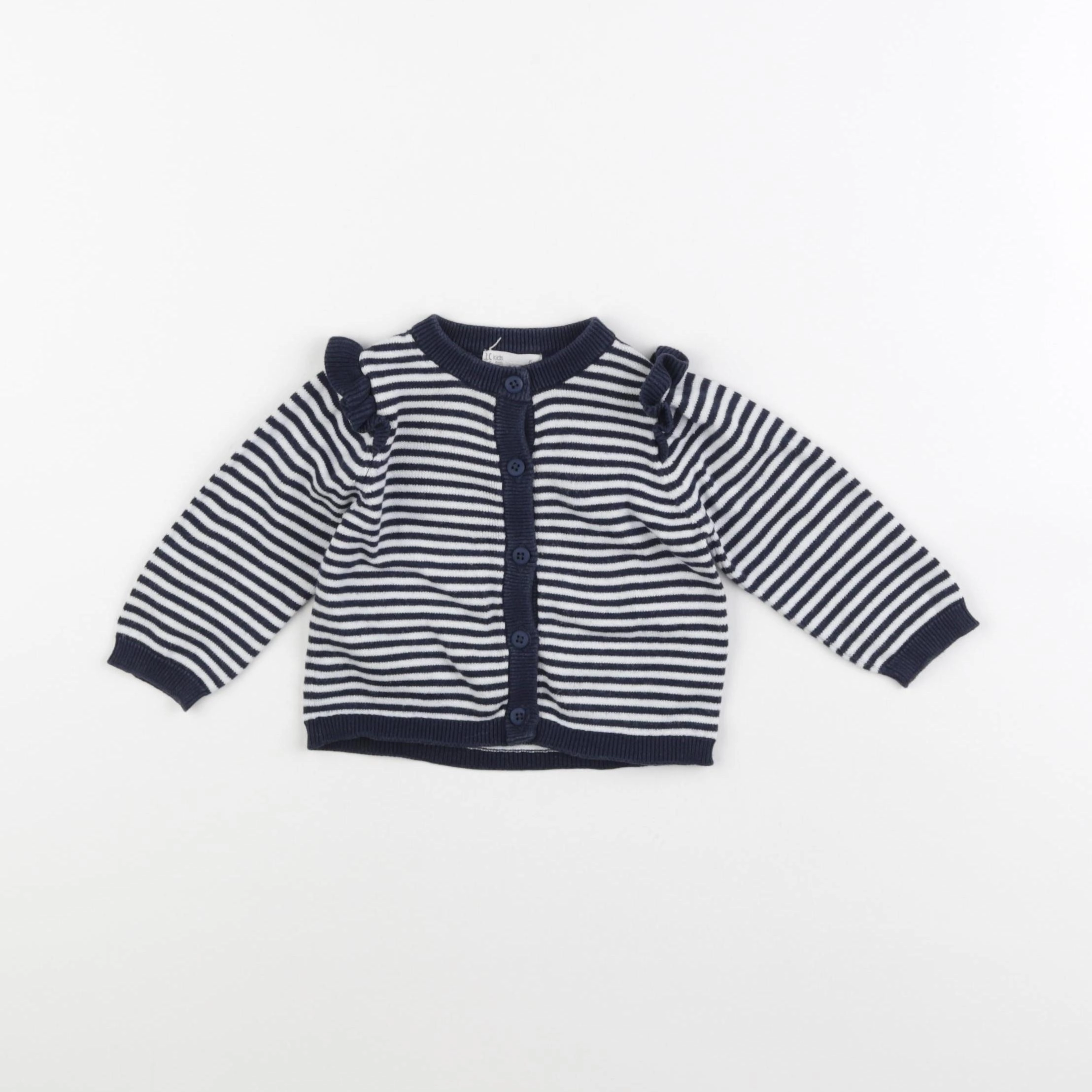 Little Cigogne - gilet blanc, bleu - 6 mois