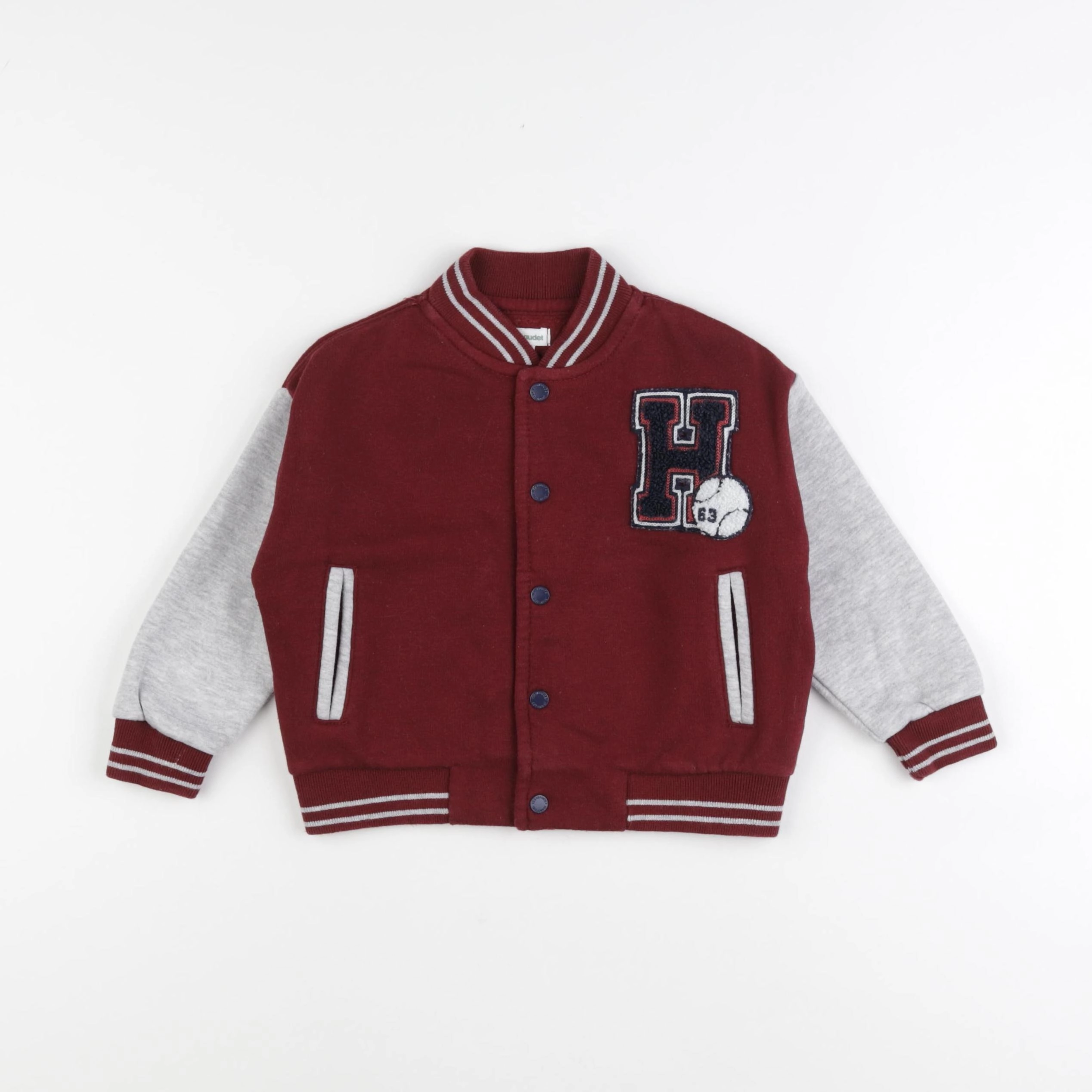 Vertbaudet - sweat gris, rouge - 2 ans