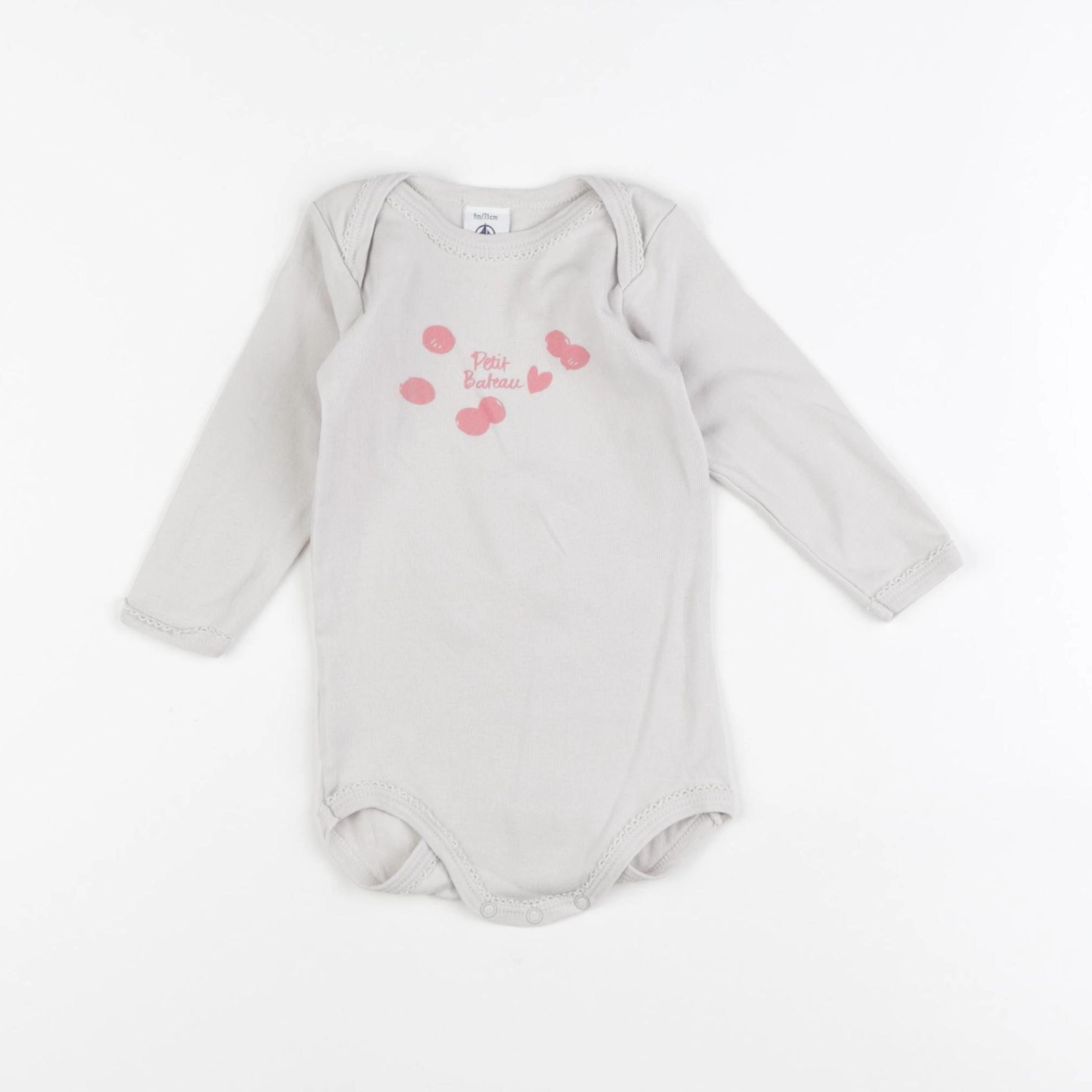 Petit Bateau - body gris - 9 mois