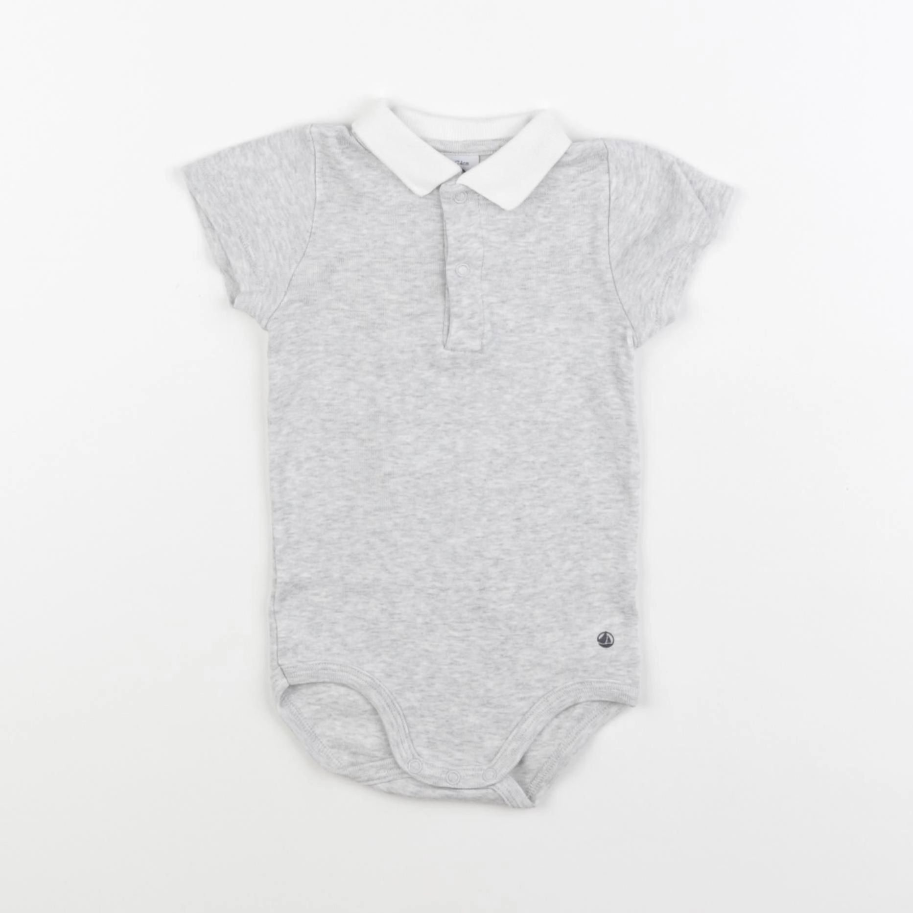 Petit Bateau - body à col gris - 12 mois