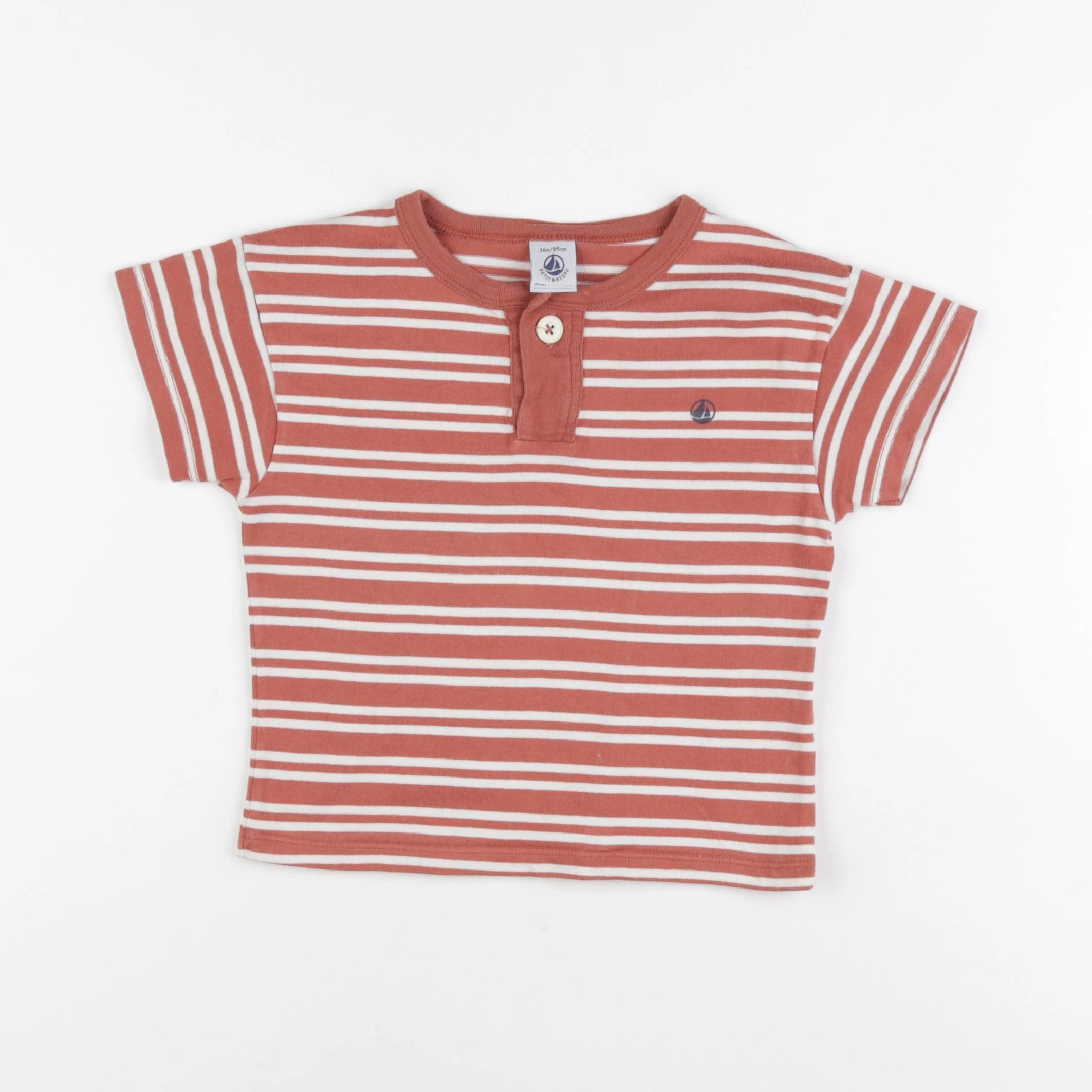 Petit Bateau - tee-shirt beige, rouge - 3 ans