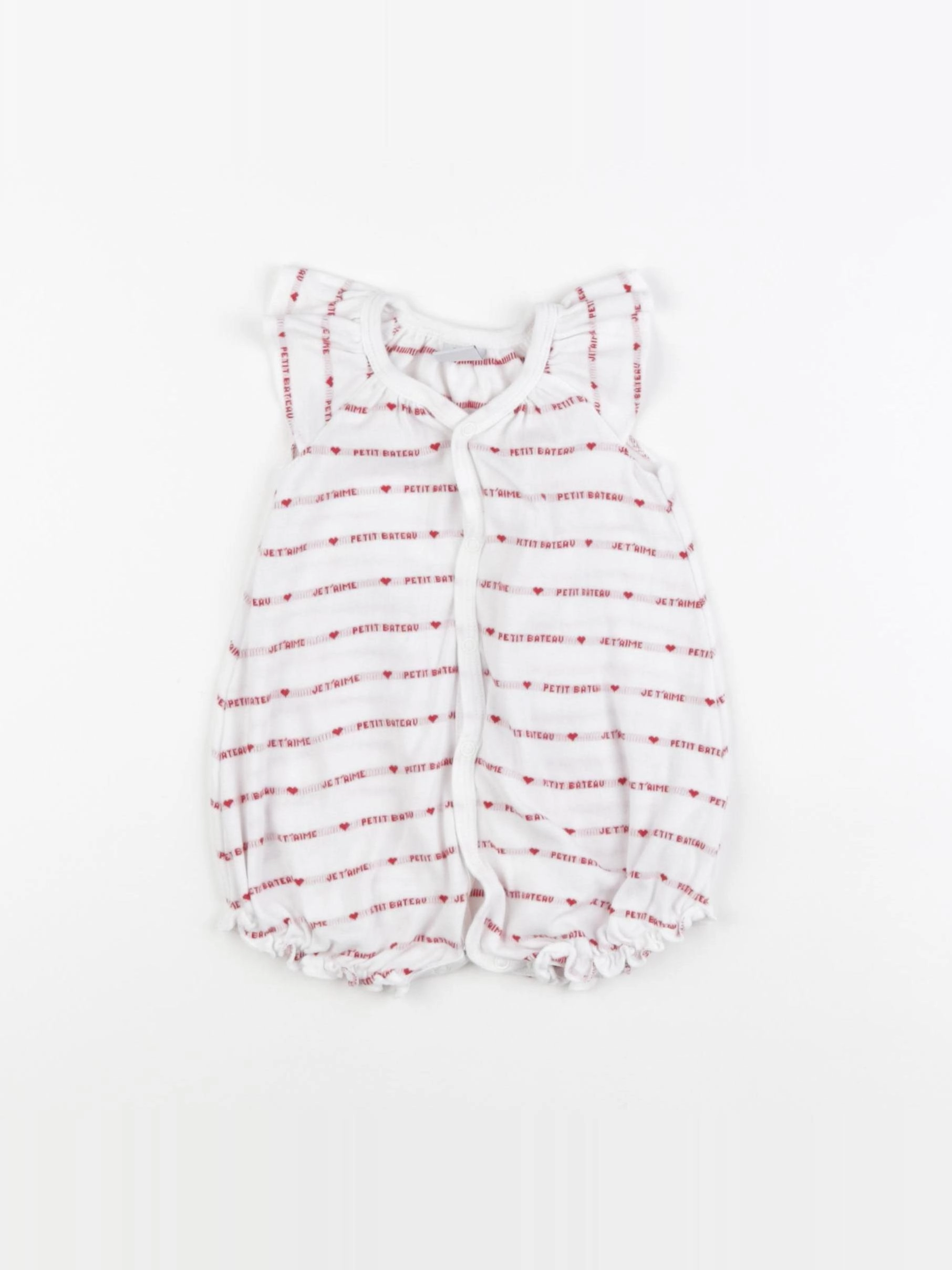 Petit Bateau - combinaison rouge, blanc - 6 mois