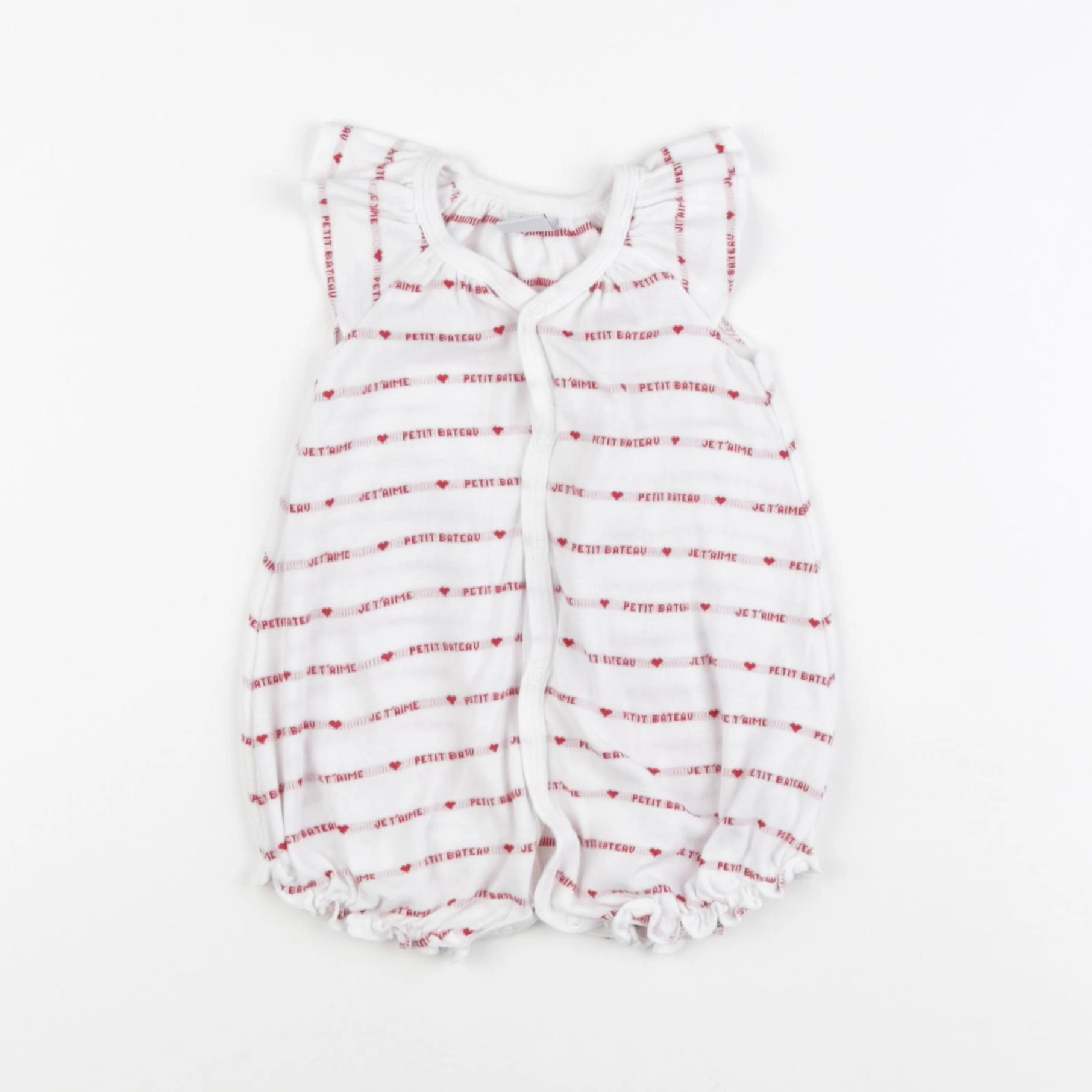 Petit Bateau - combinaison rouge, blanc - 6 mois