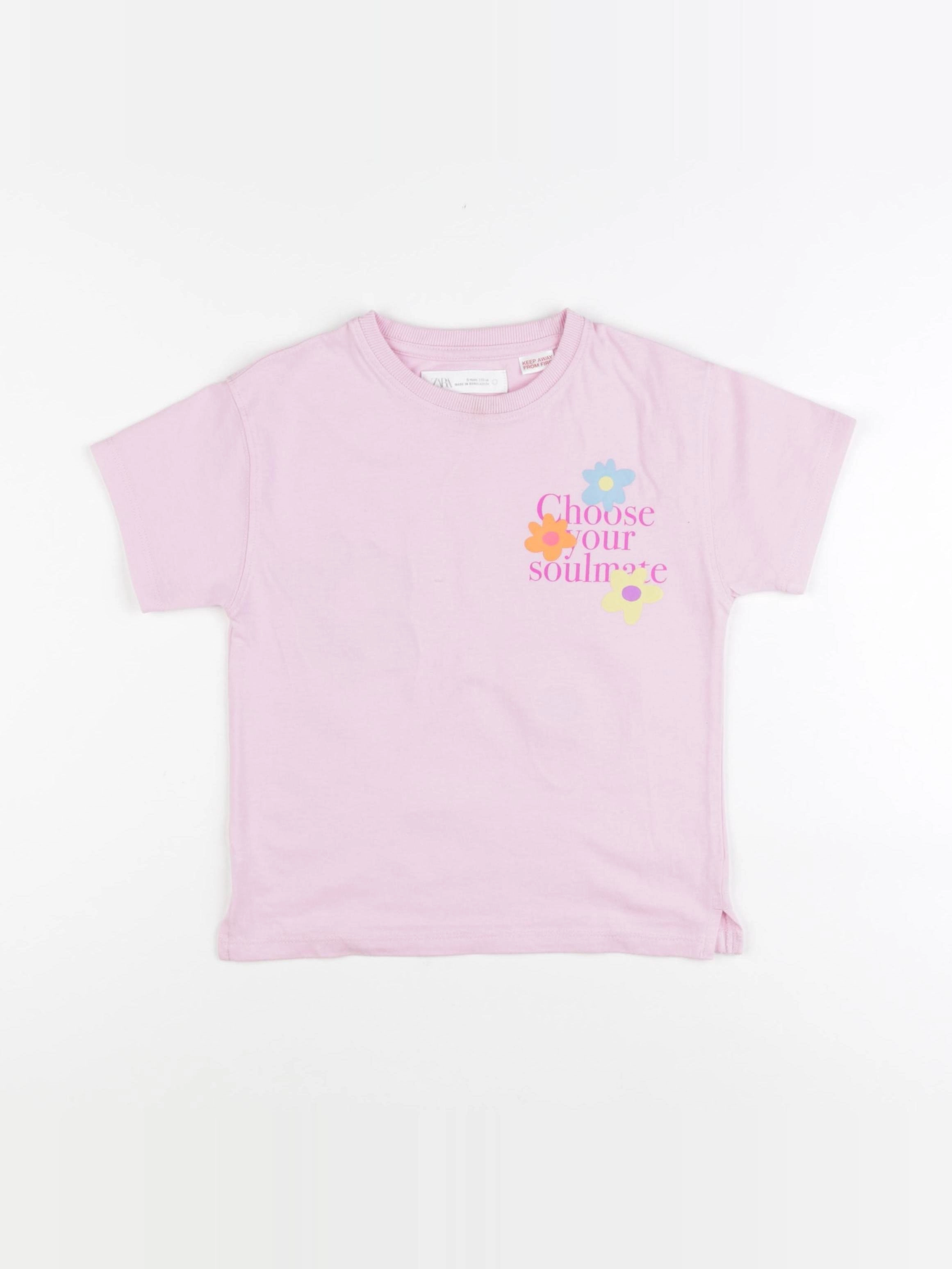 Zara - tee-shirt imprimé au dos rose - 5 ans