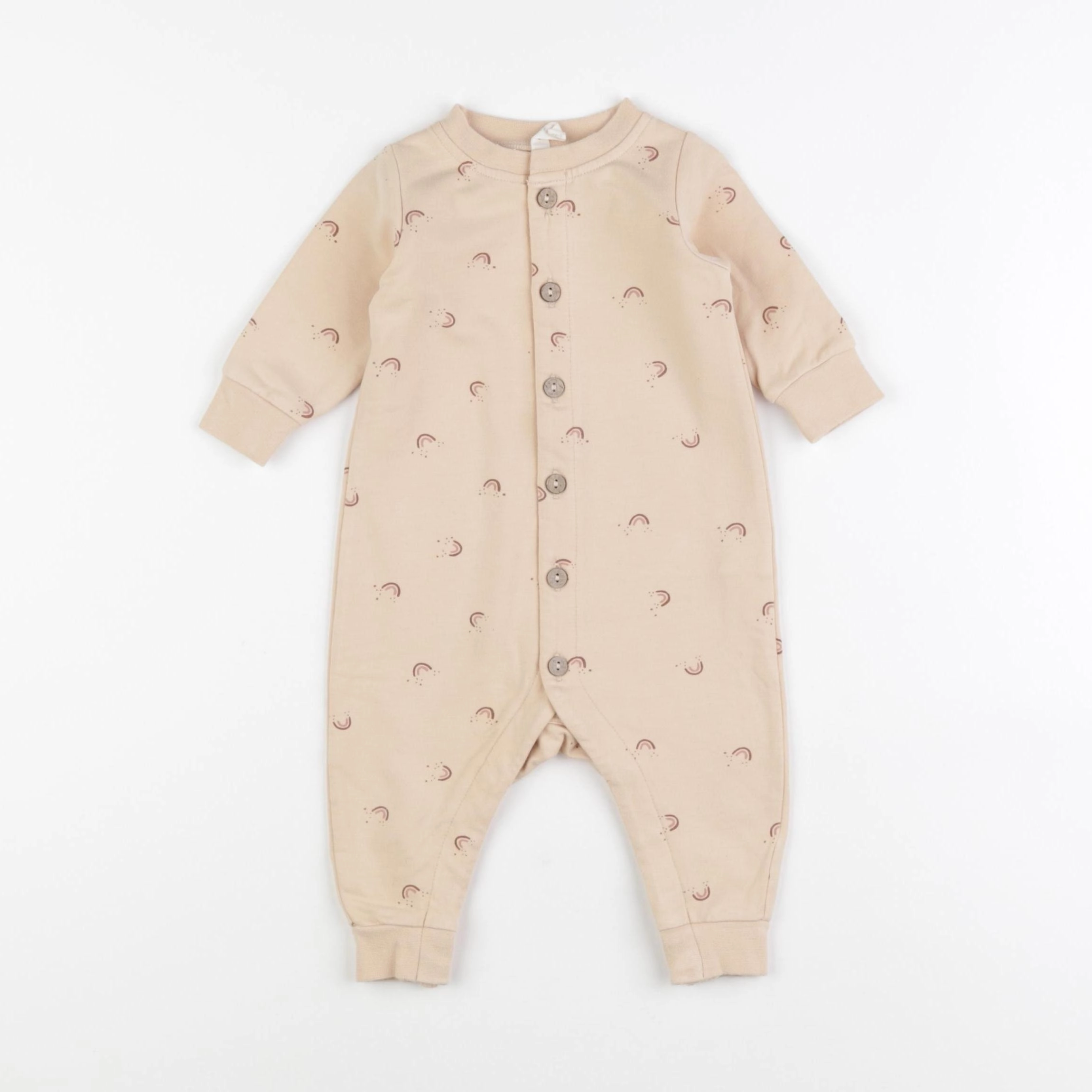 Quincy Mae - pyjama coton beige, rose - 0/3 mois