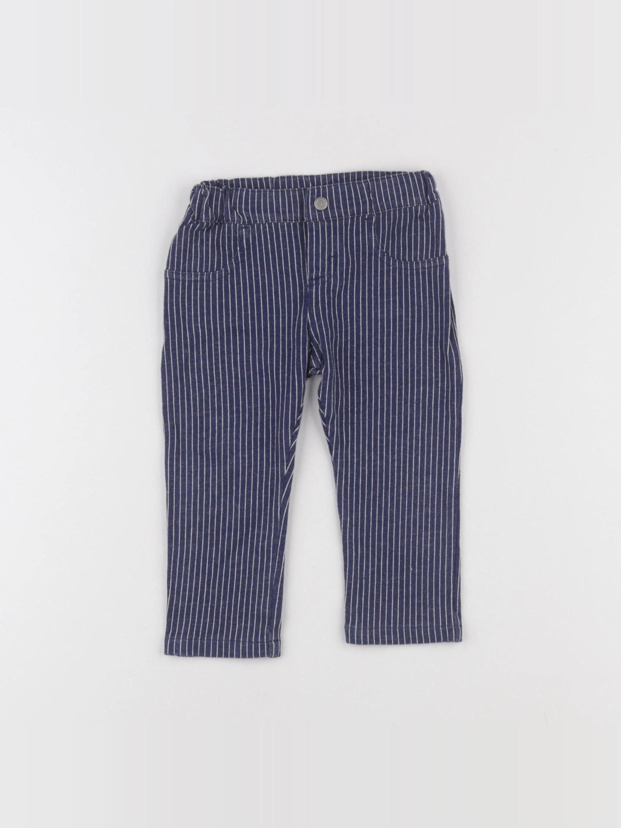 Petit Bateau - pantalon bleu - 12 mois