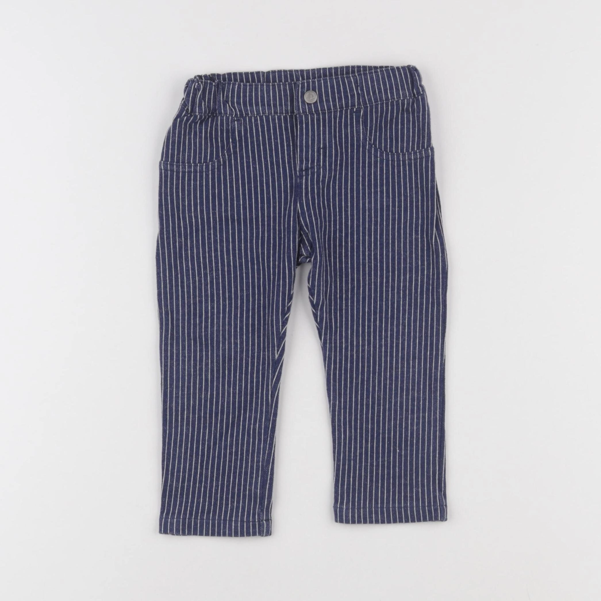 Petit Bateau - pantalon bleu - 12 mois