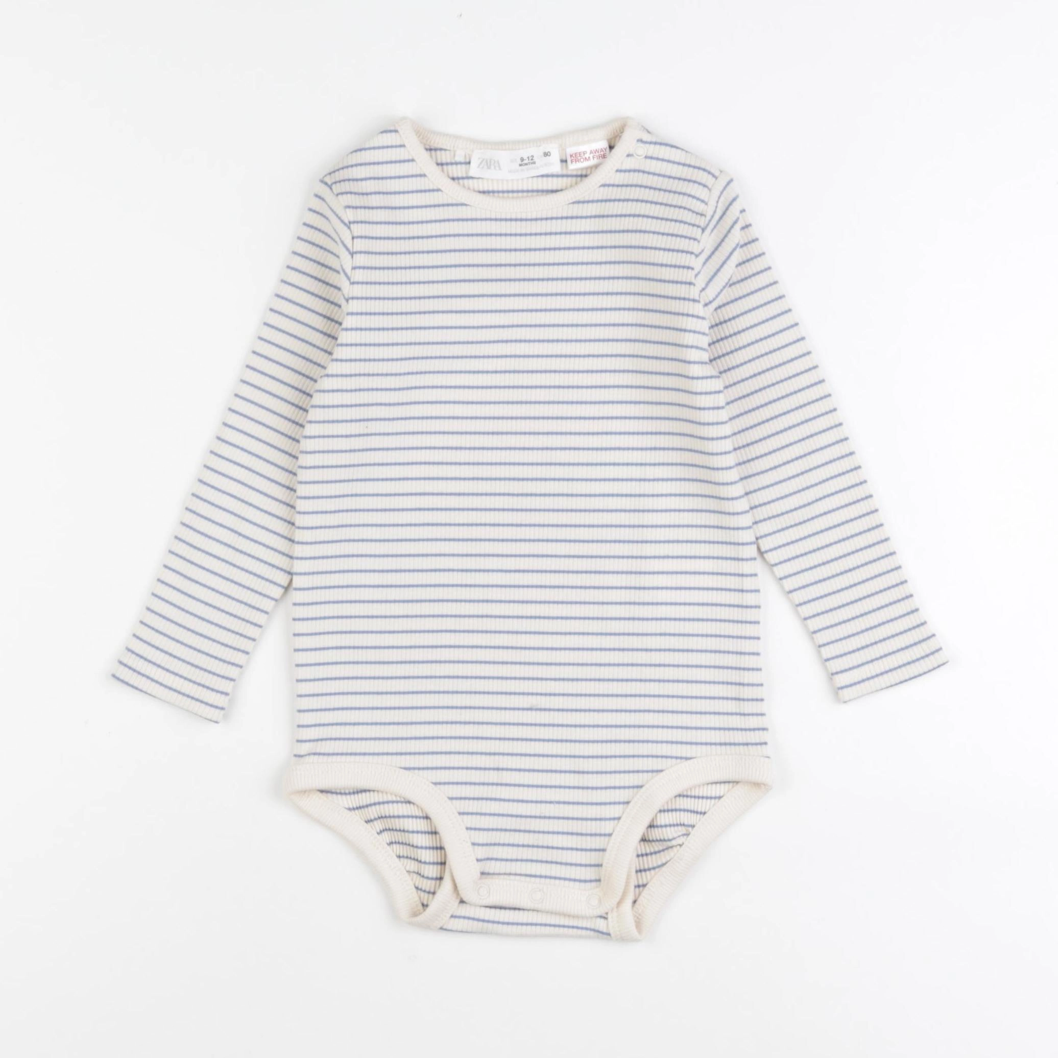 Zara - body blanc, bleu - 9/12 mois