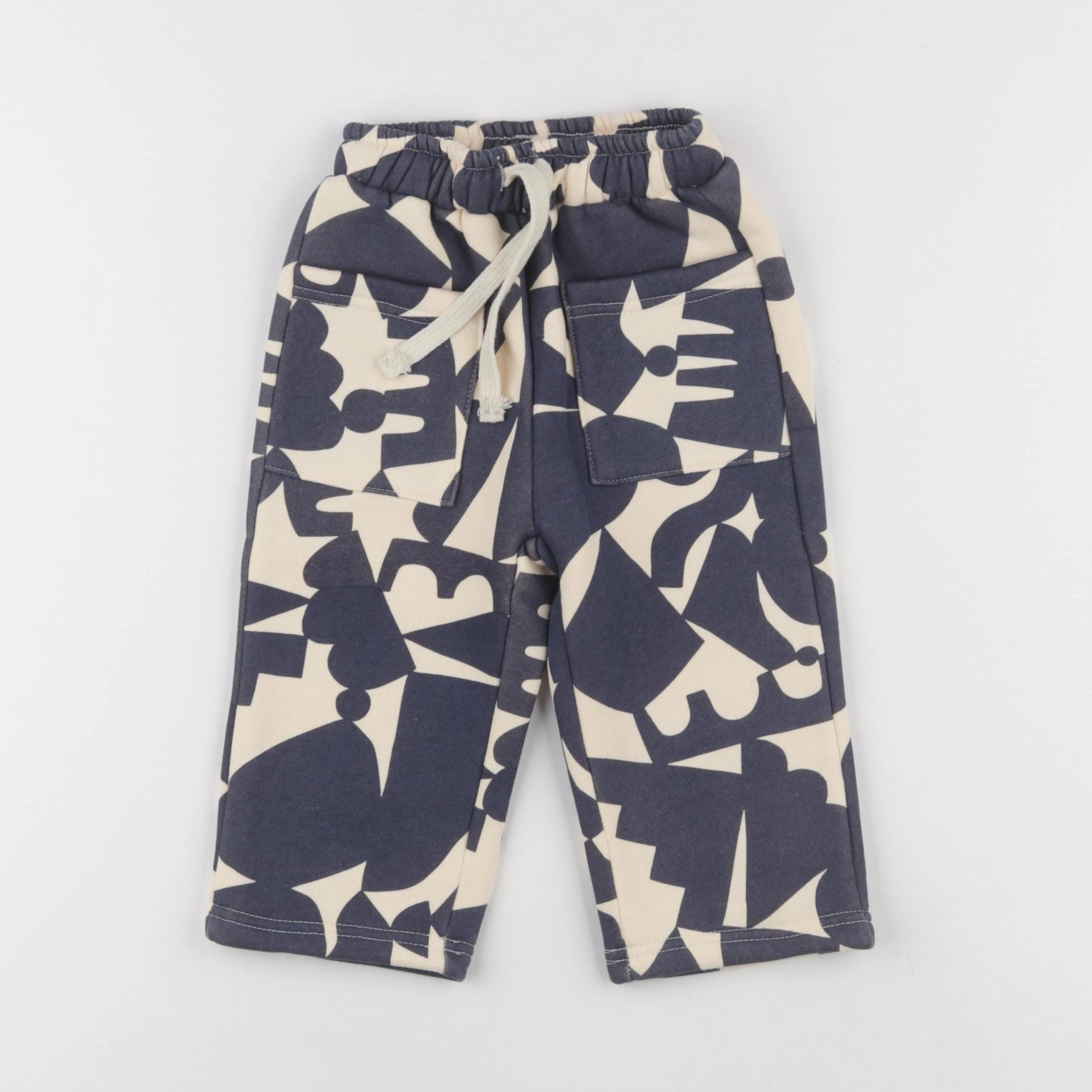 Gamin gamine - pantalon doublé blanc, bleu - 6/12 mois