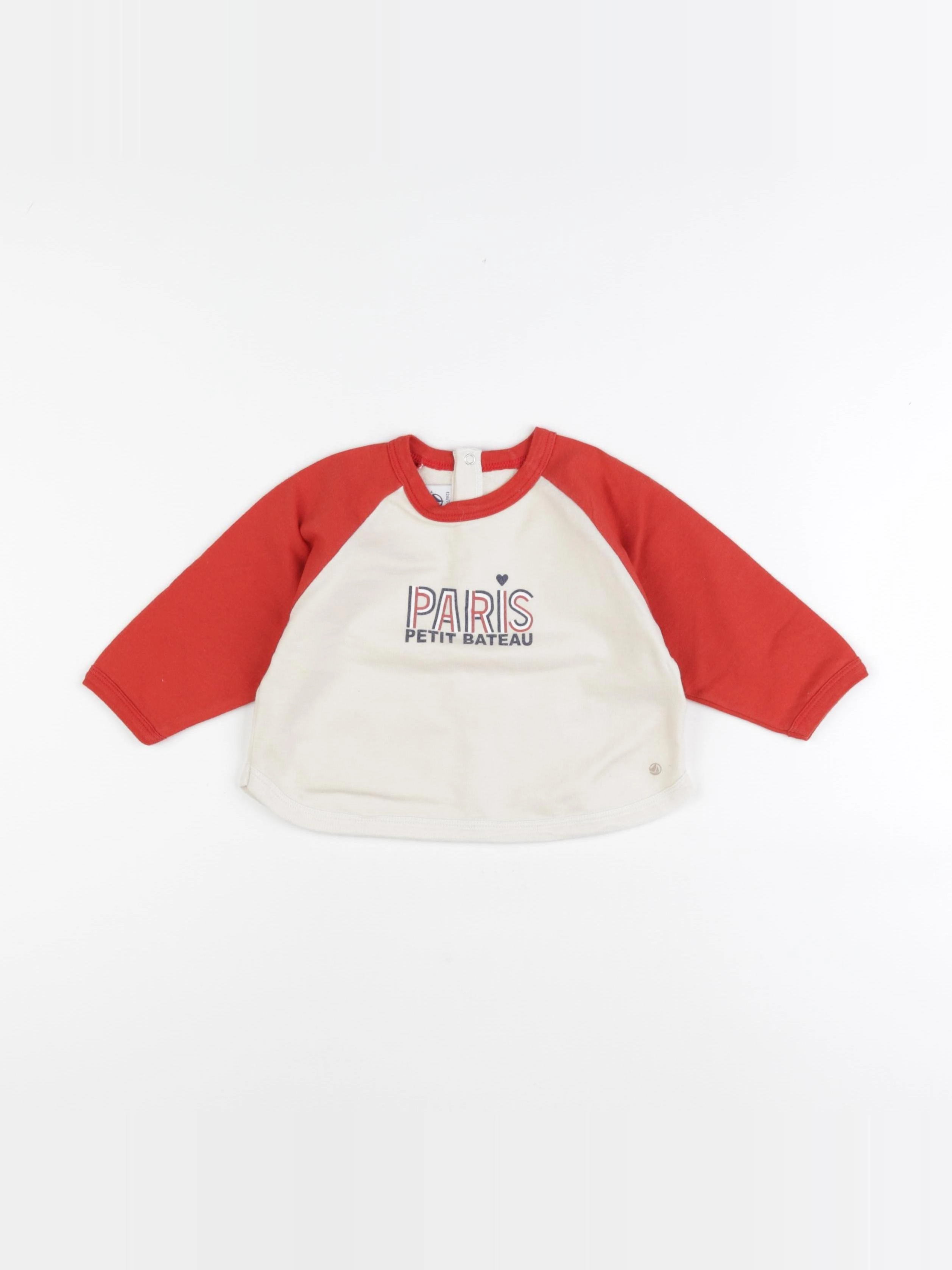 Petit Bateau - tee-shirt beige, rouge - 12 mois