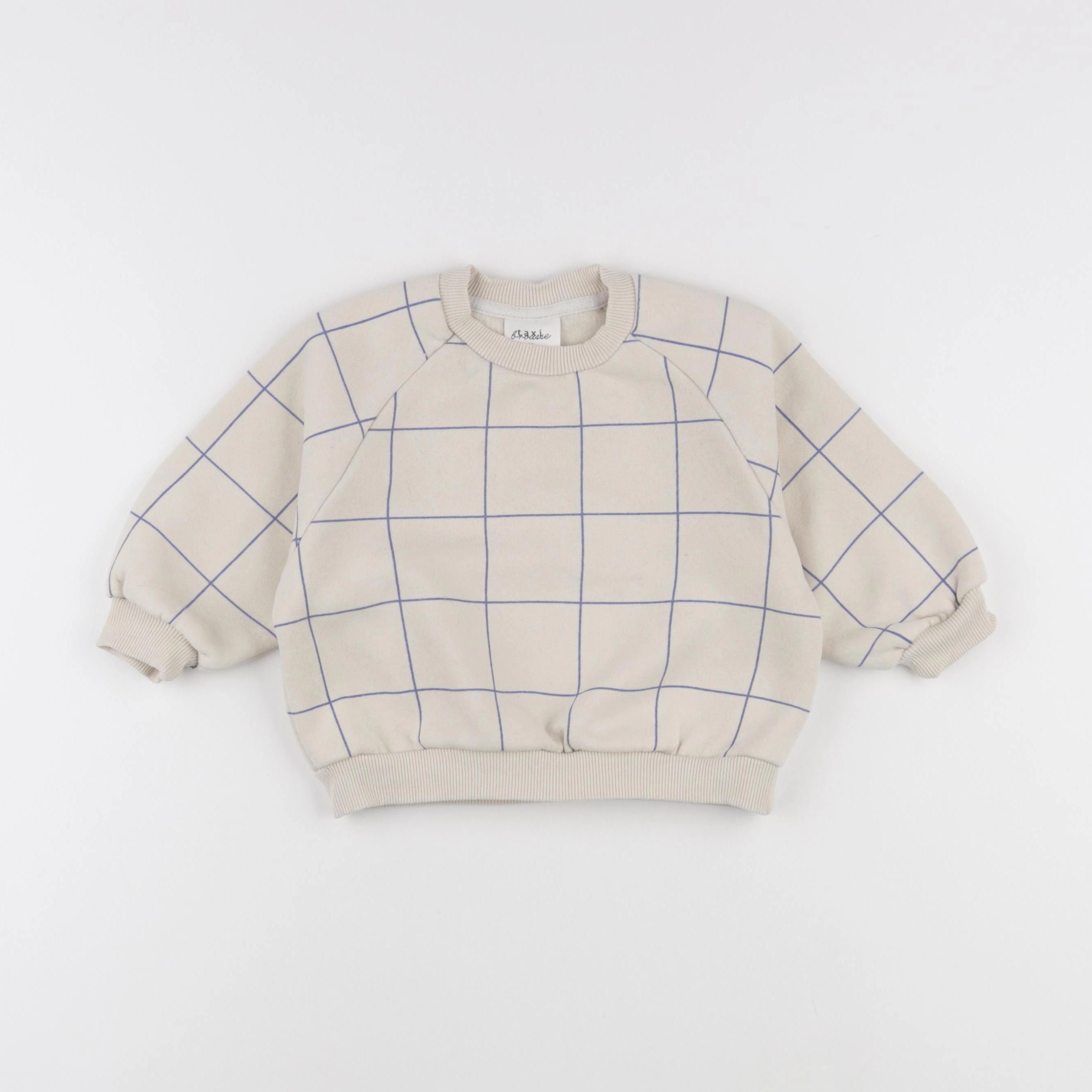 Gamin gamine - sweat blanc, bleu - 6/12 mois
