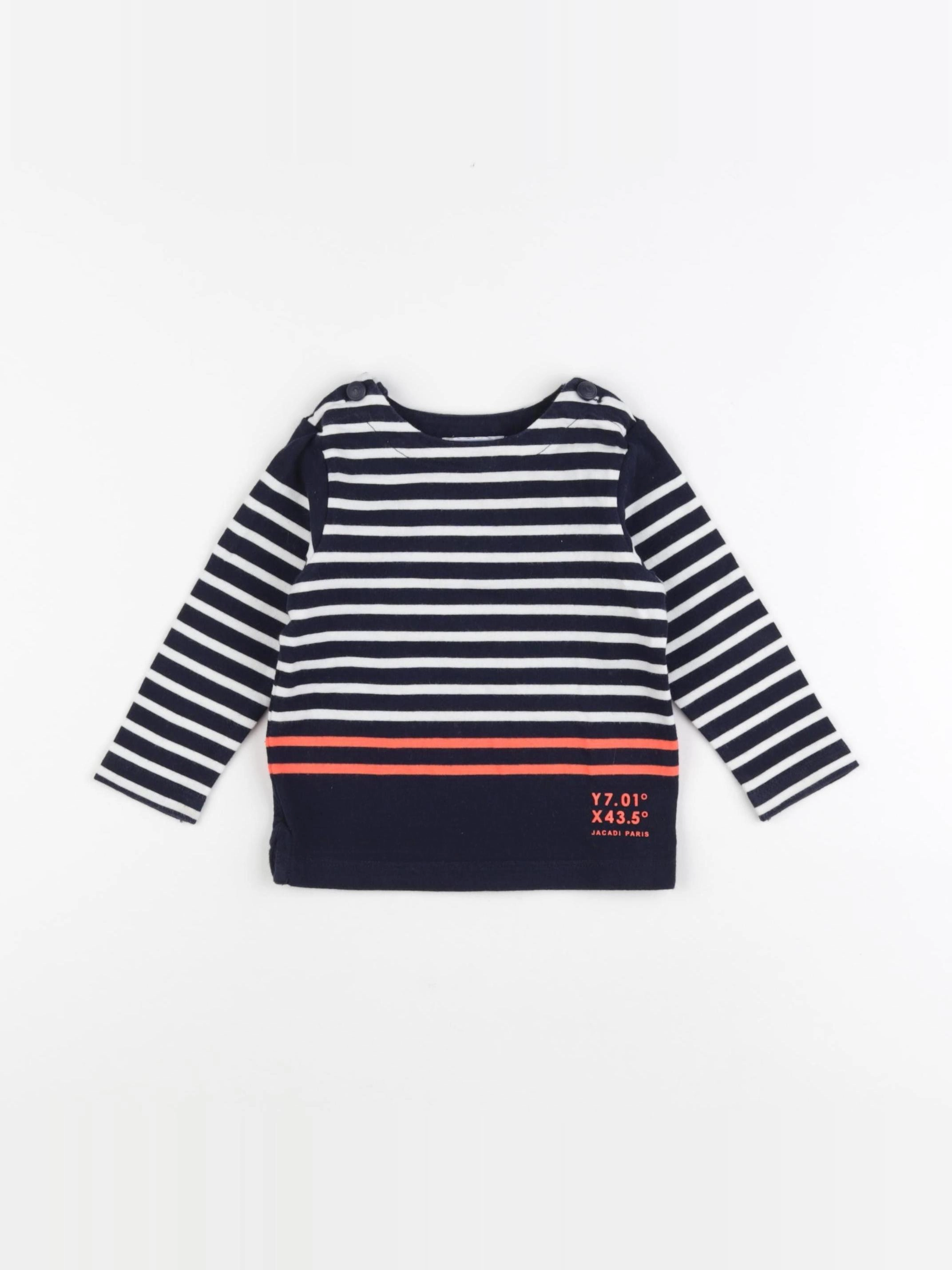Jacadi - tee-shirt blanc, bleu - 12 mois