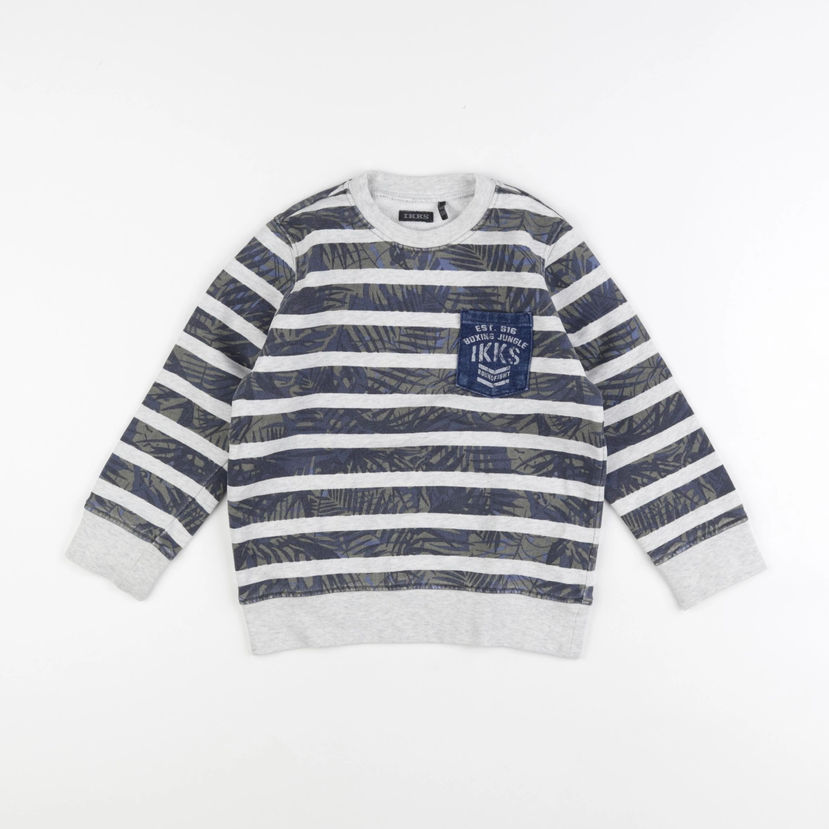IKKS - sweat gris, bleu - 4 ans