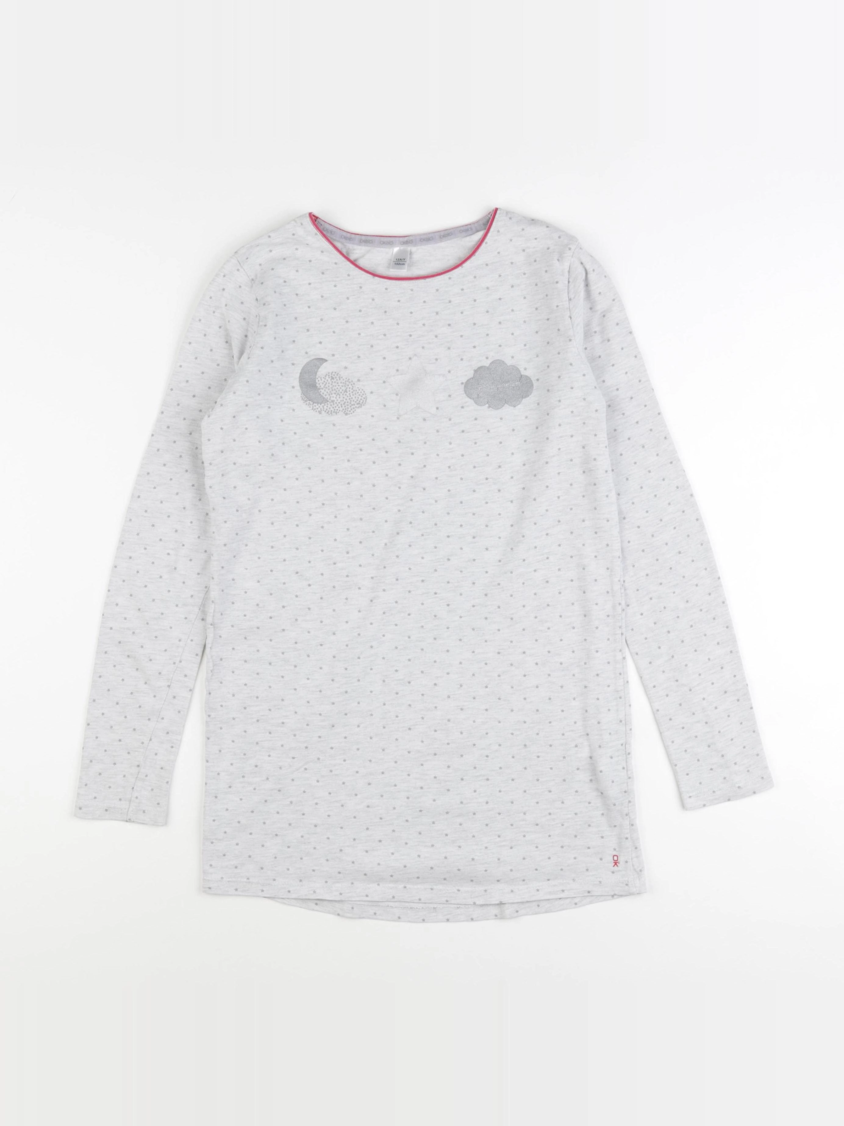 Okaidi - chemise de nuit coton gris, argent - 12 ans