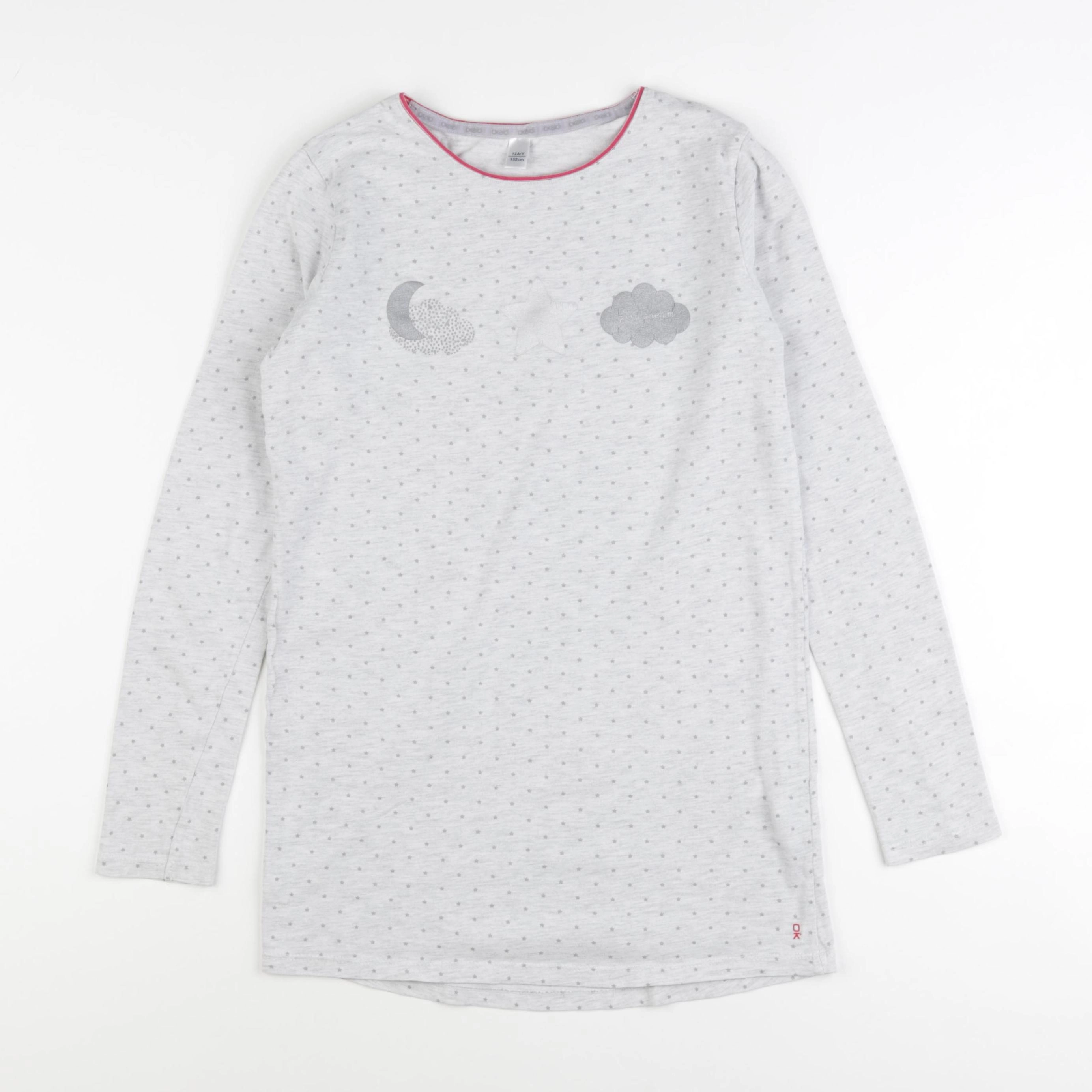 Okaidi - chemise de nuit coton gris, argent - 12 ans
