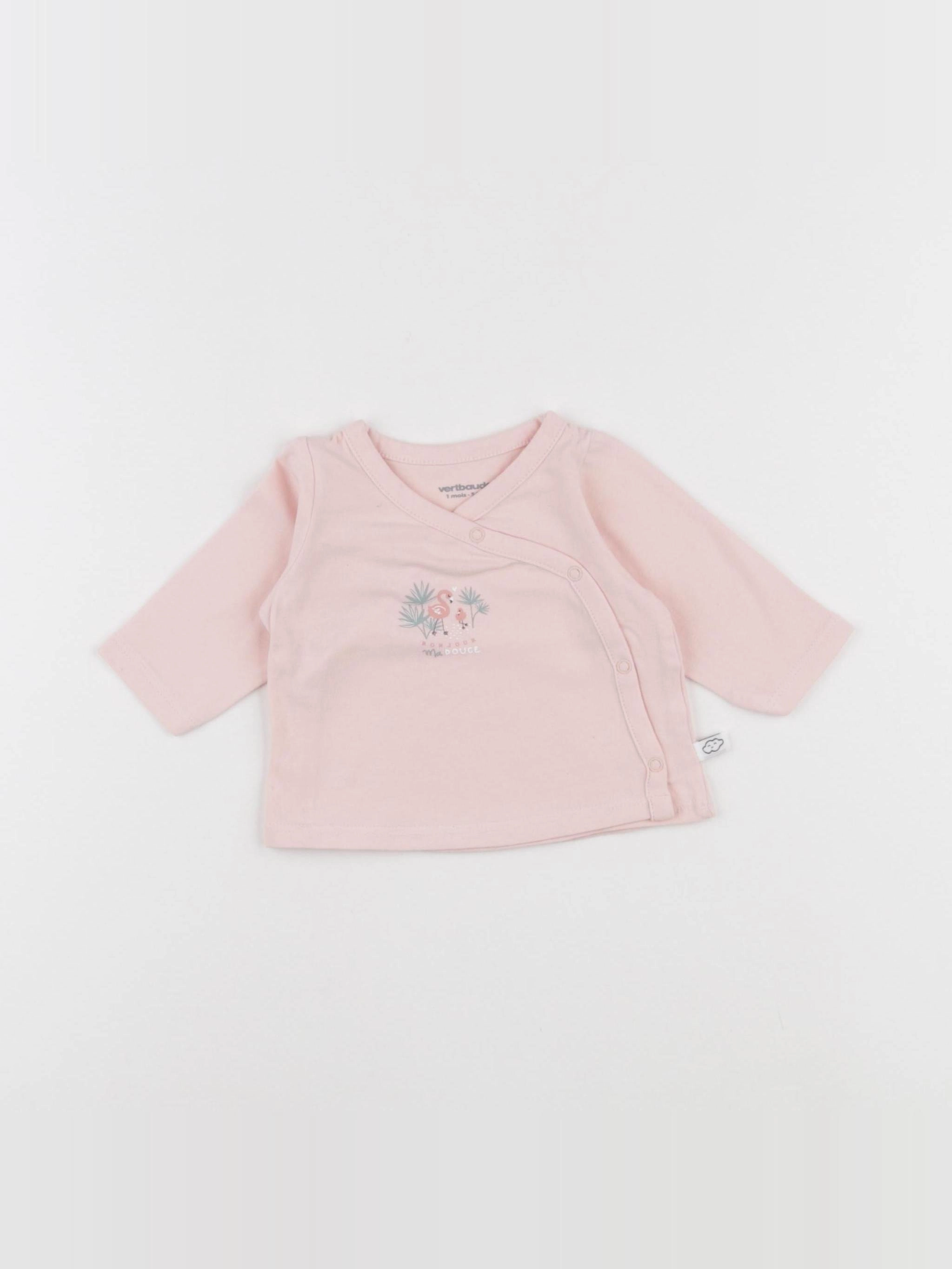 Vertbaudet - tee-shirt rose - 1 mois