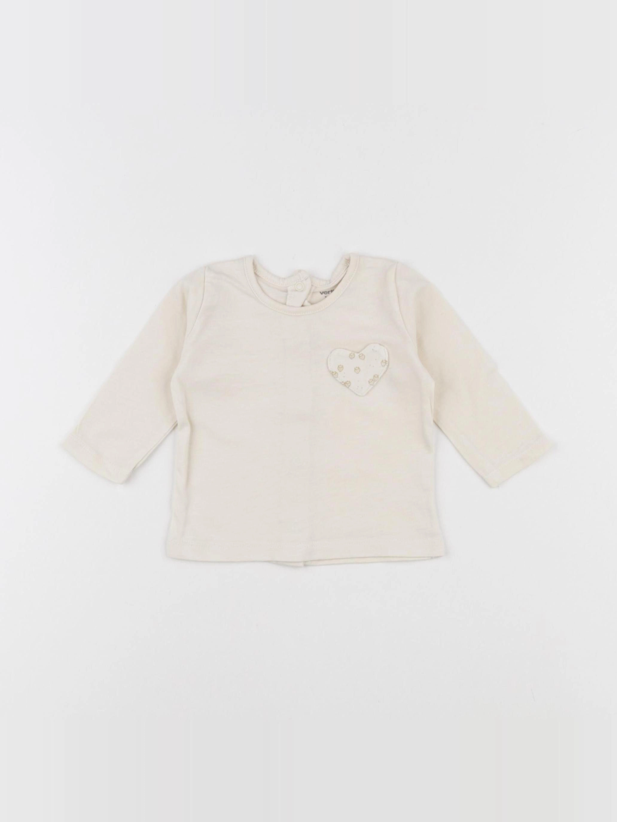 Vertbaudet - tee-shirt beige - 3 mois