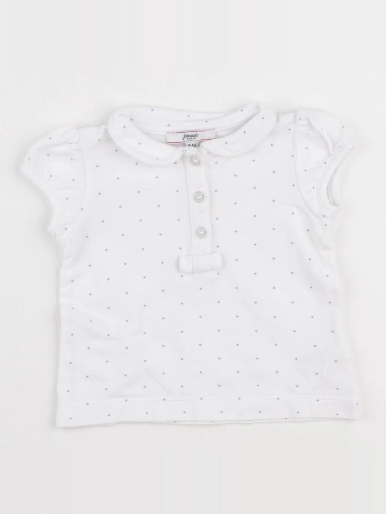 Jacadi - polo blanc, bleu - 6 mois