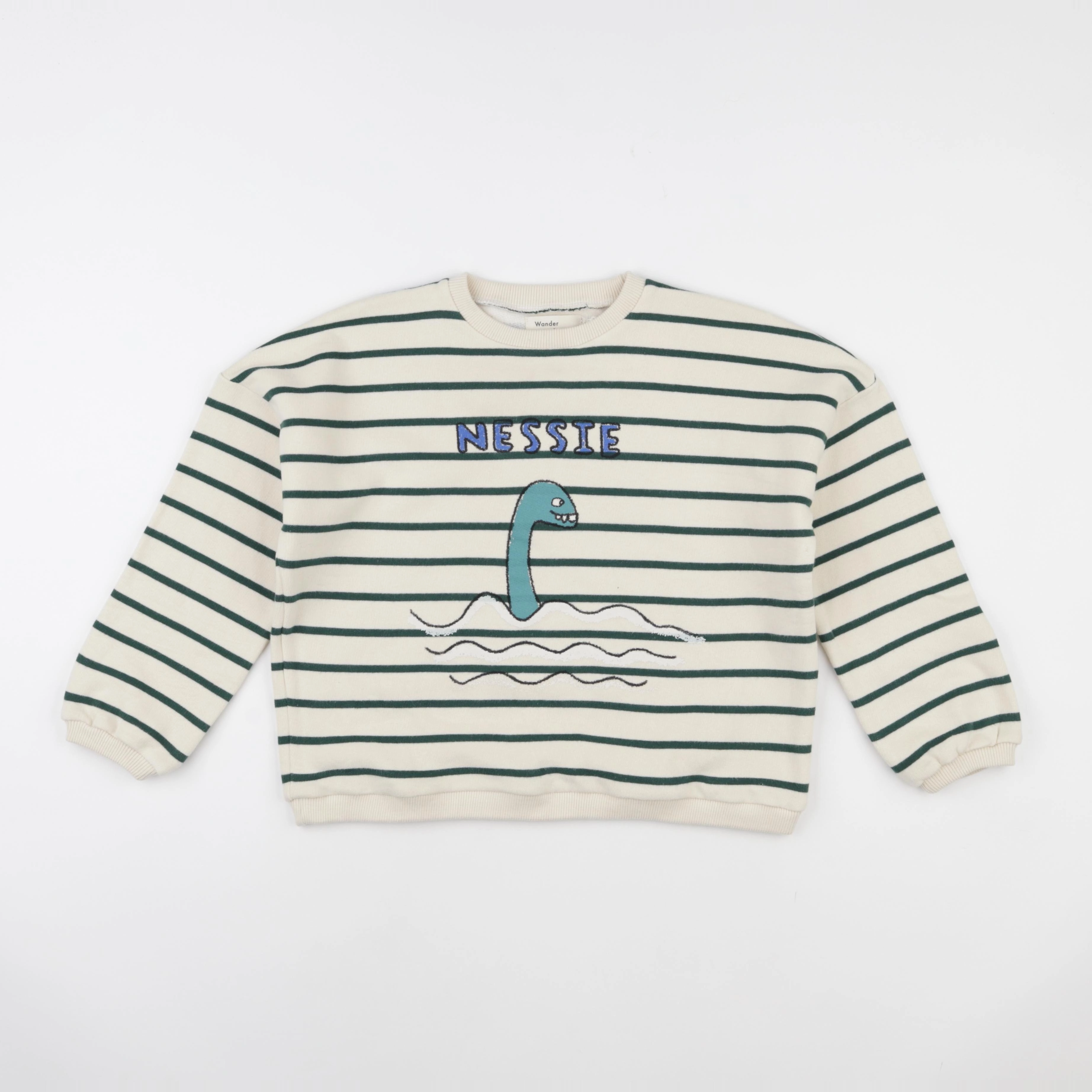 Wander & Wonder - Sweat Nessie rayé vert - 6/12 mois