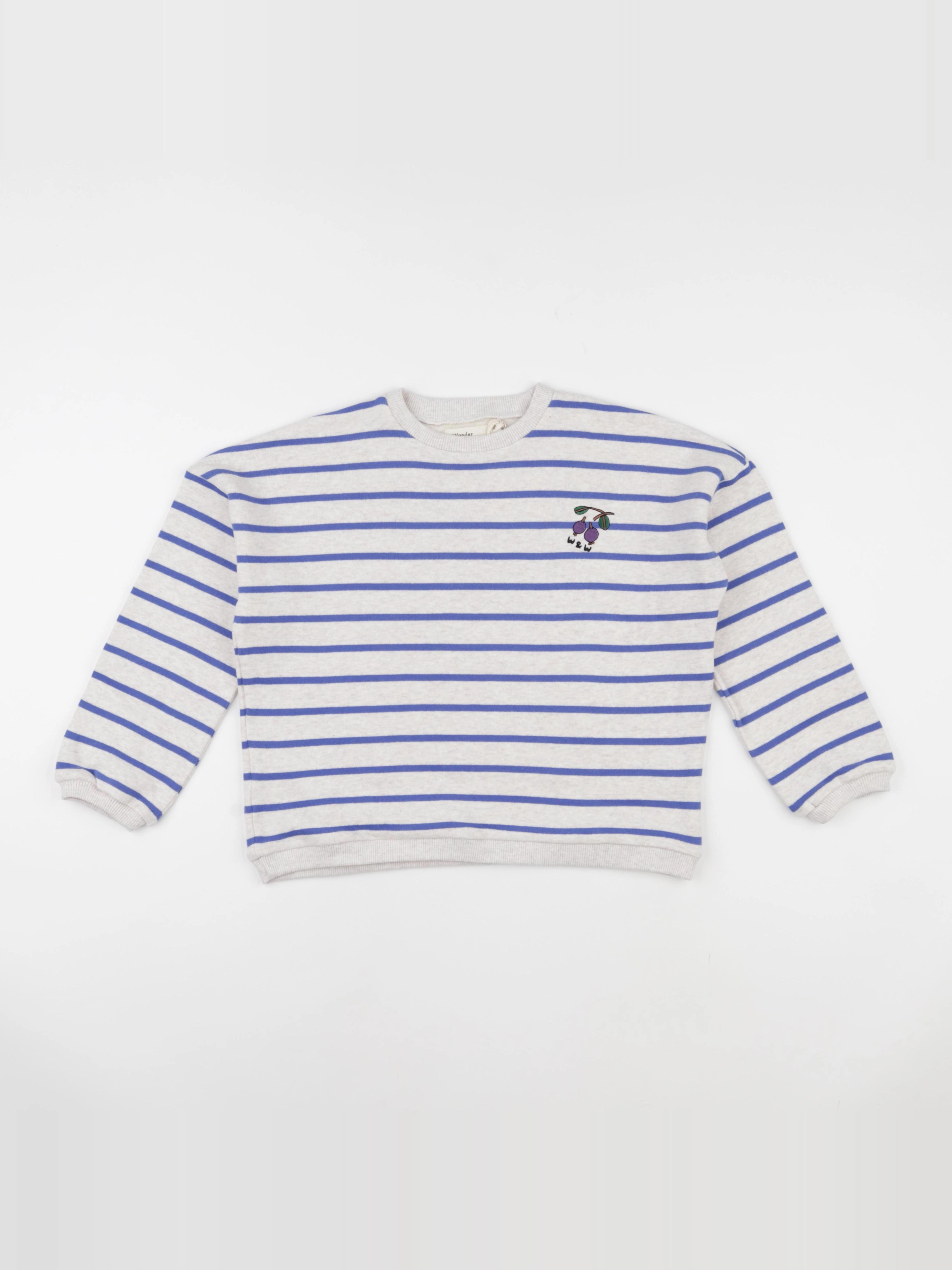 Wander & Wonder - Sweat Cherry rayé bleu - 1/2 ans