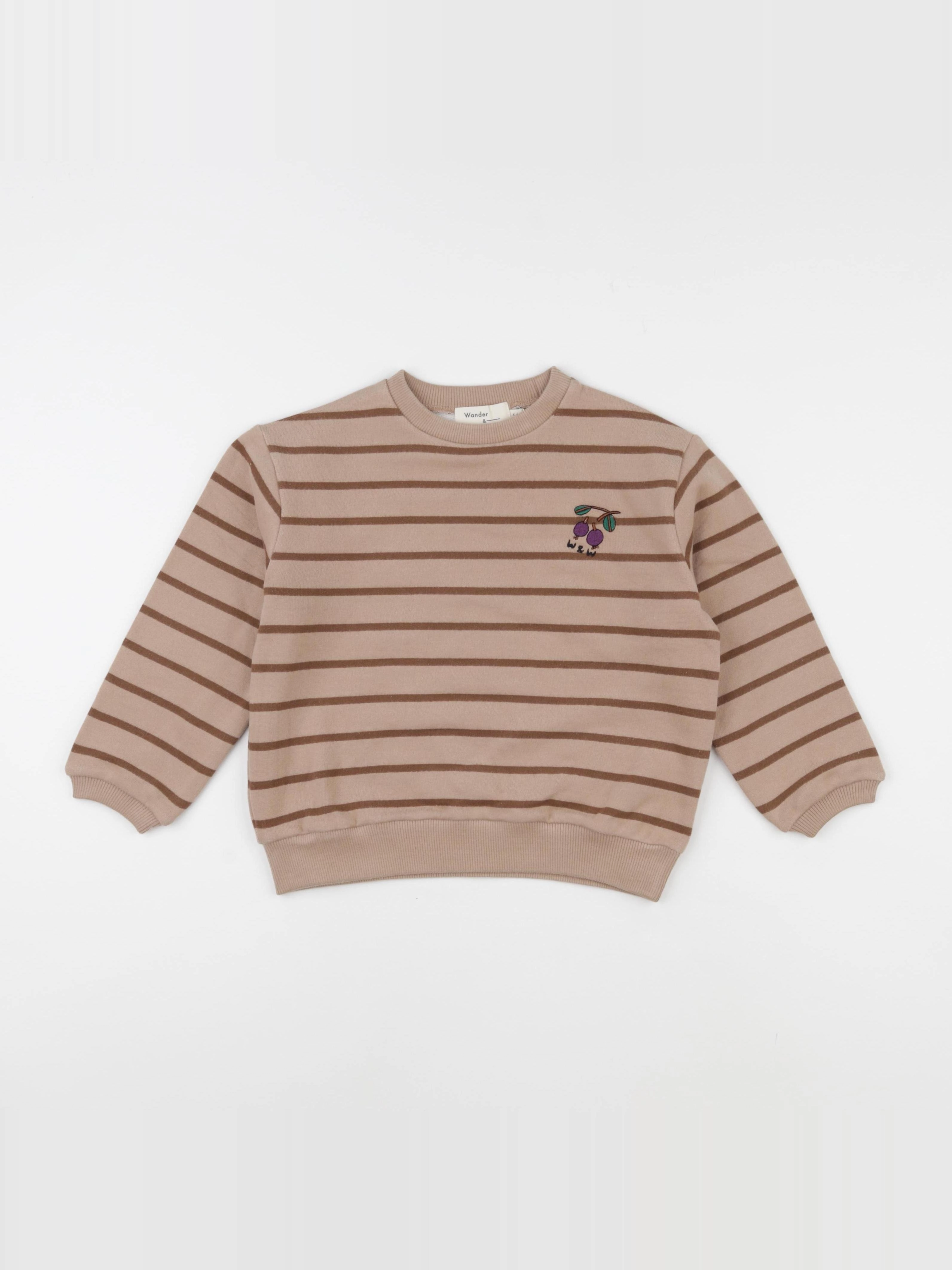 Wander & Wonder - Sweat Cherry rayé marron - 5/6 ans