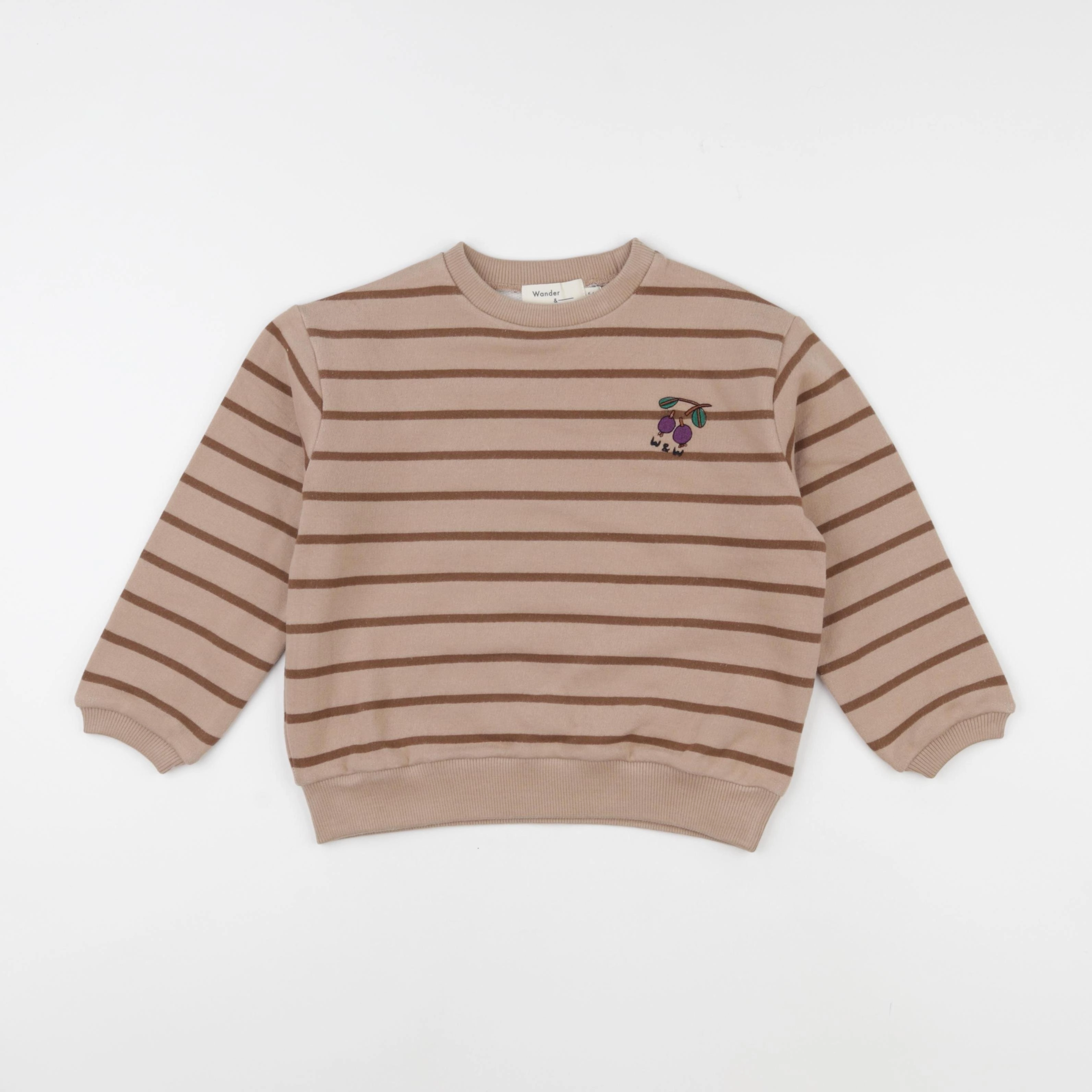 Wander & Wonder - Sweat Cherry rayé marron - 3/6 mois