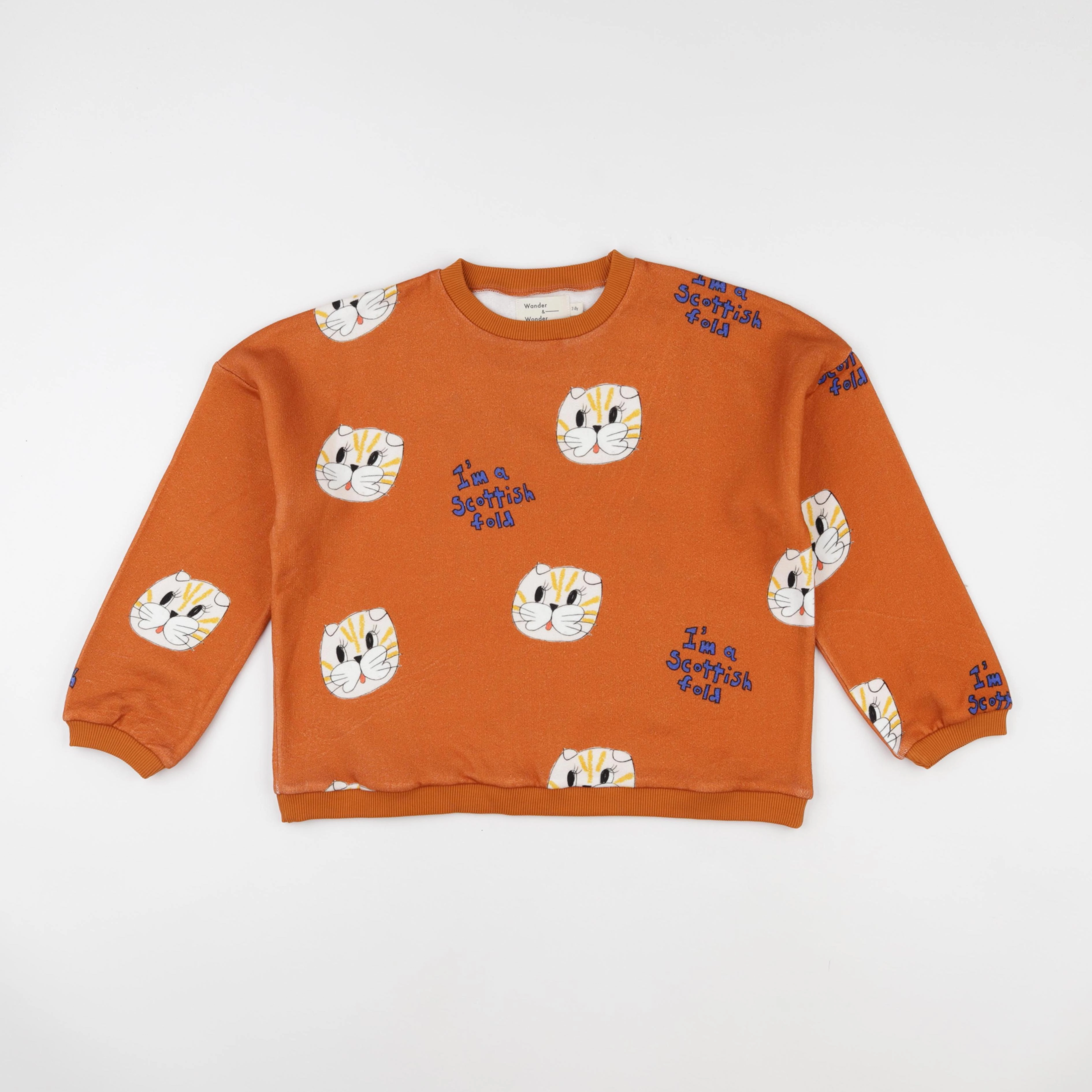 Wander & Wonder - Sweat Cat orange - 3/6 mois