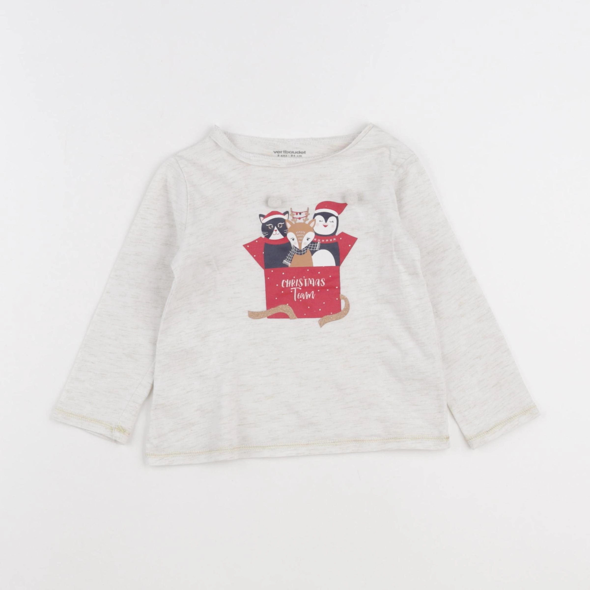 Vertbaudet - tee-shirt beige - 3 ans