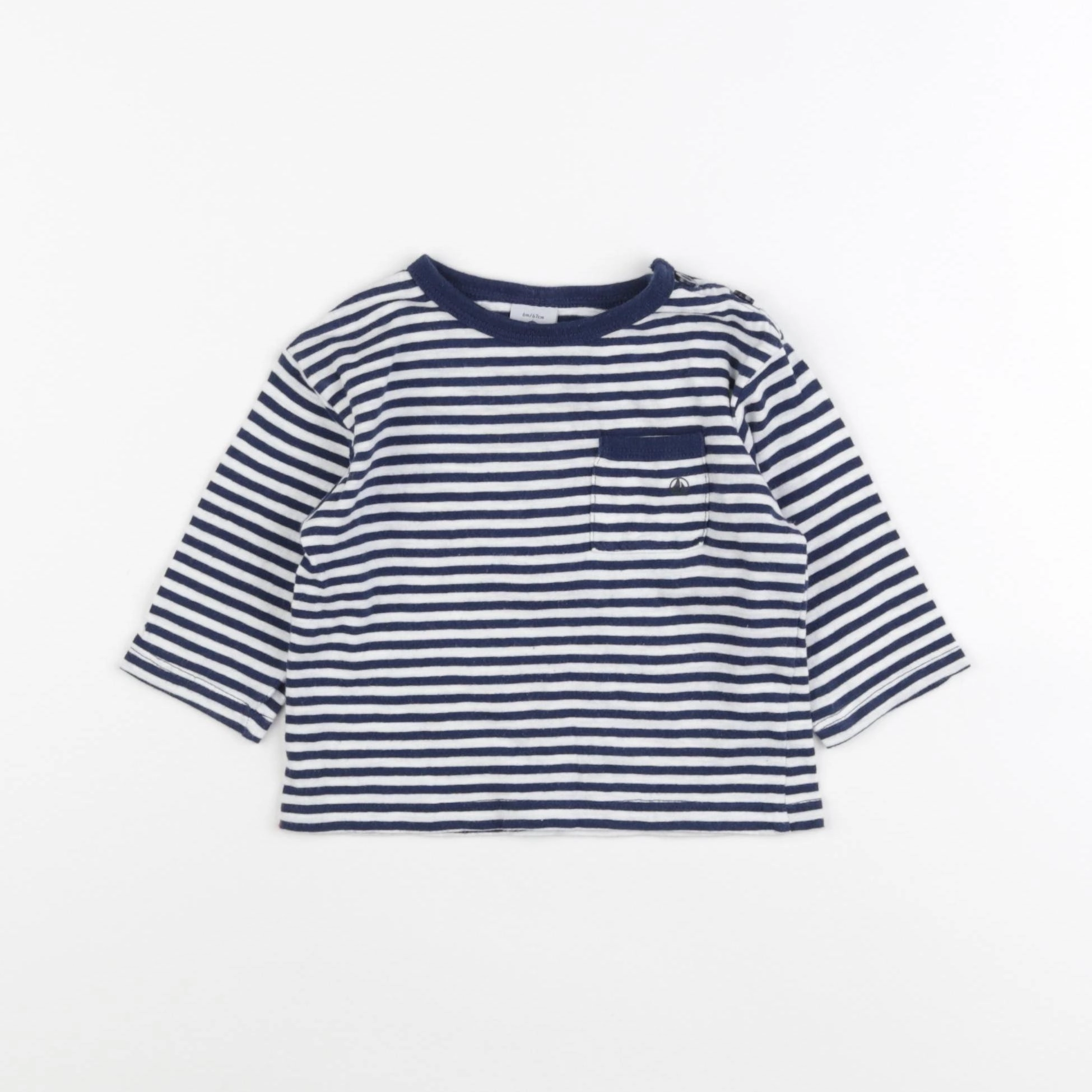 Petit Bateau - tee-shirt bleu, blanc - 6 mois