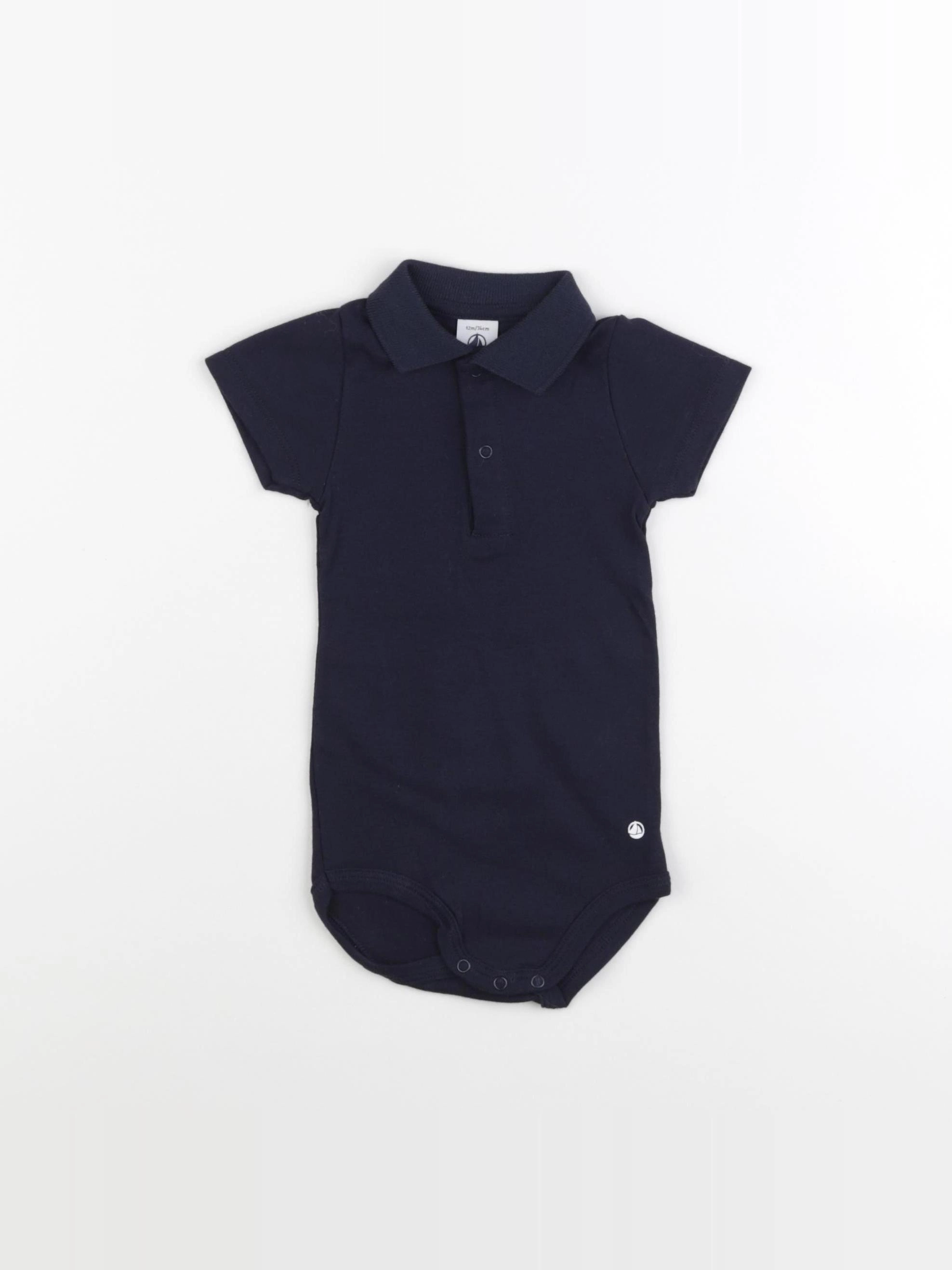 Petit Bateau - body à col bleu - 12 mois
