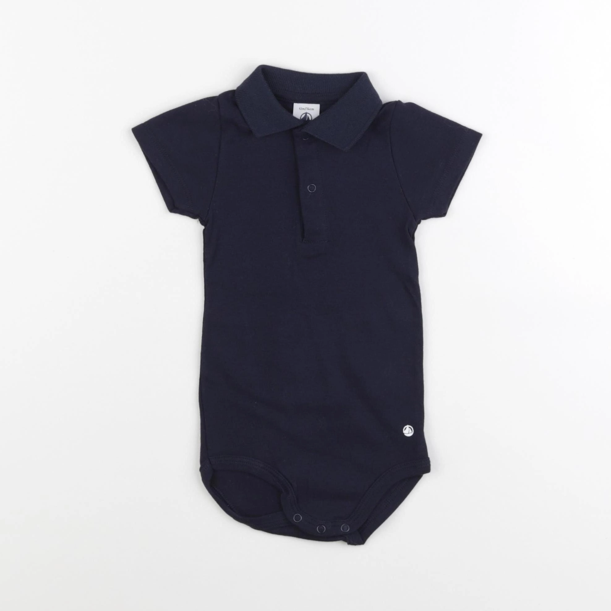 Petit Bateau - body à col bleu - 12 mois