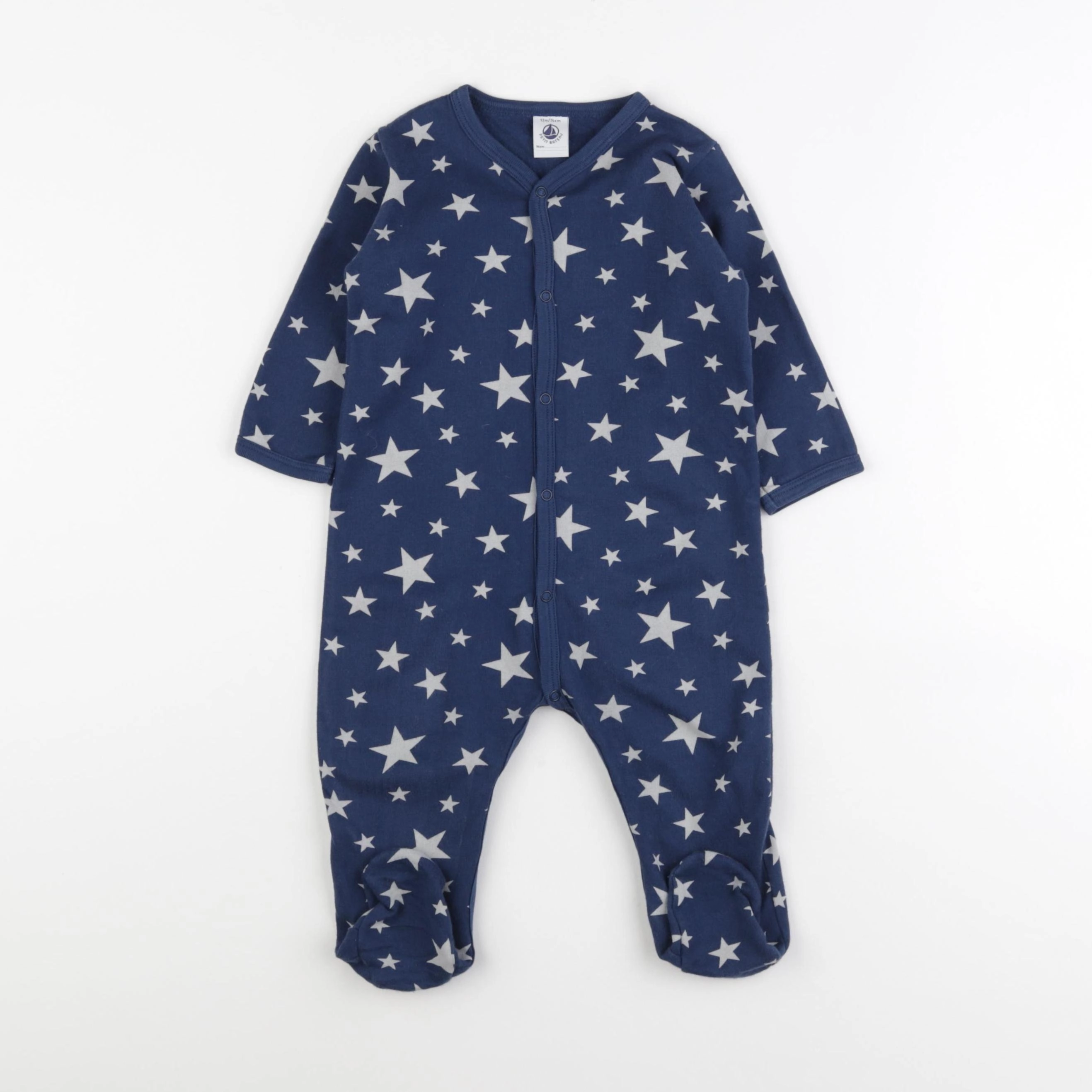 Petit Bateau - pyjama coton bleu - 12 mois