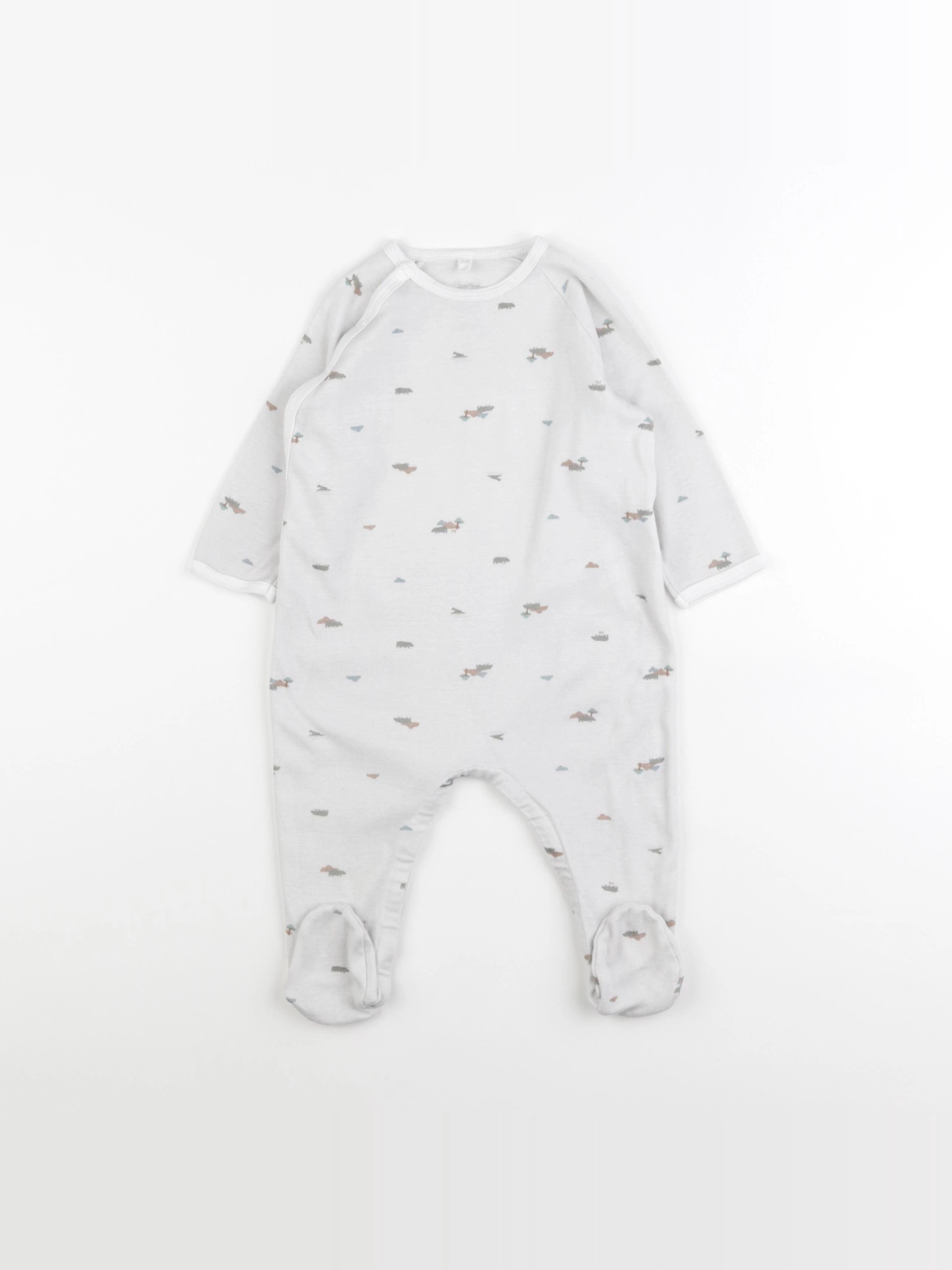 Petit Bateau - pyjama coton gris - 12 mois