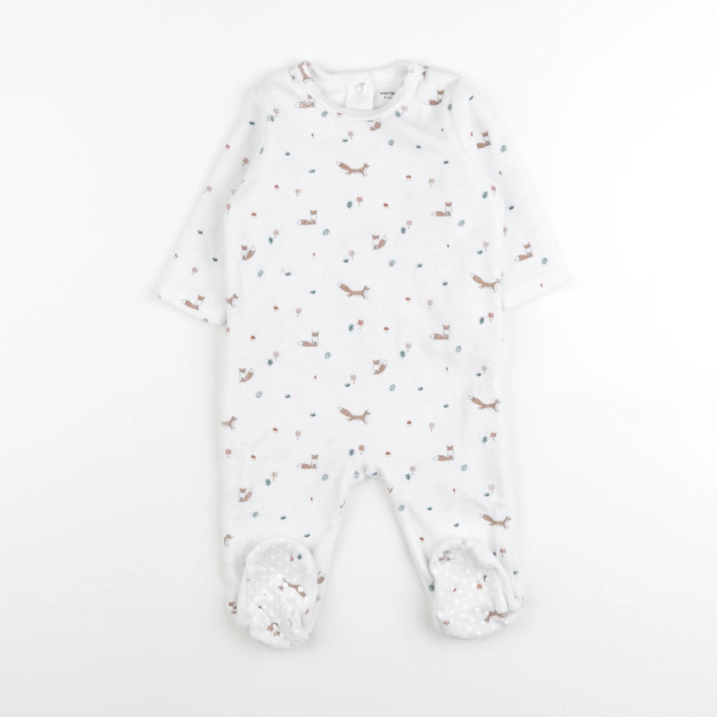 Vertbaudet - pyjama velours blanc - 9 mois