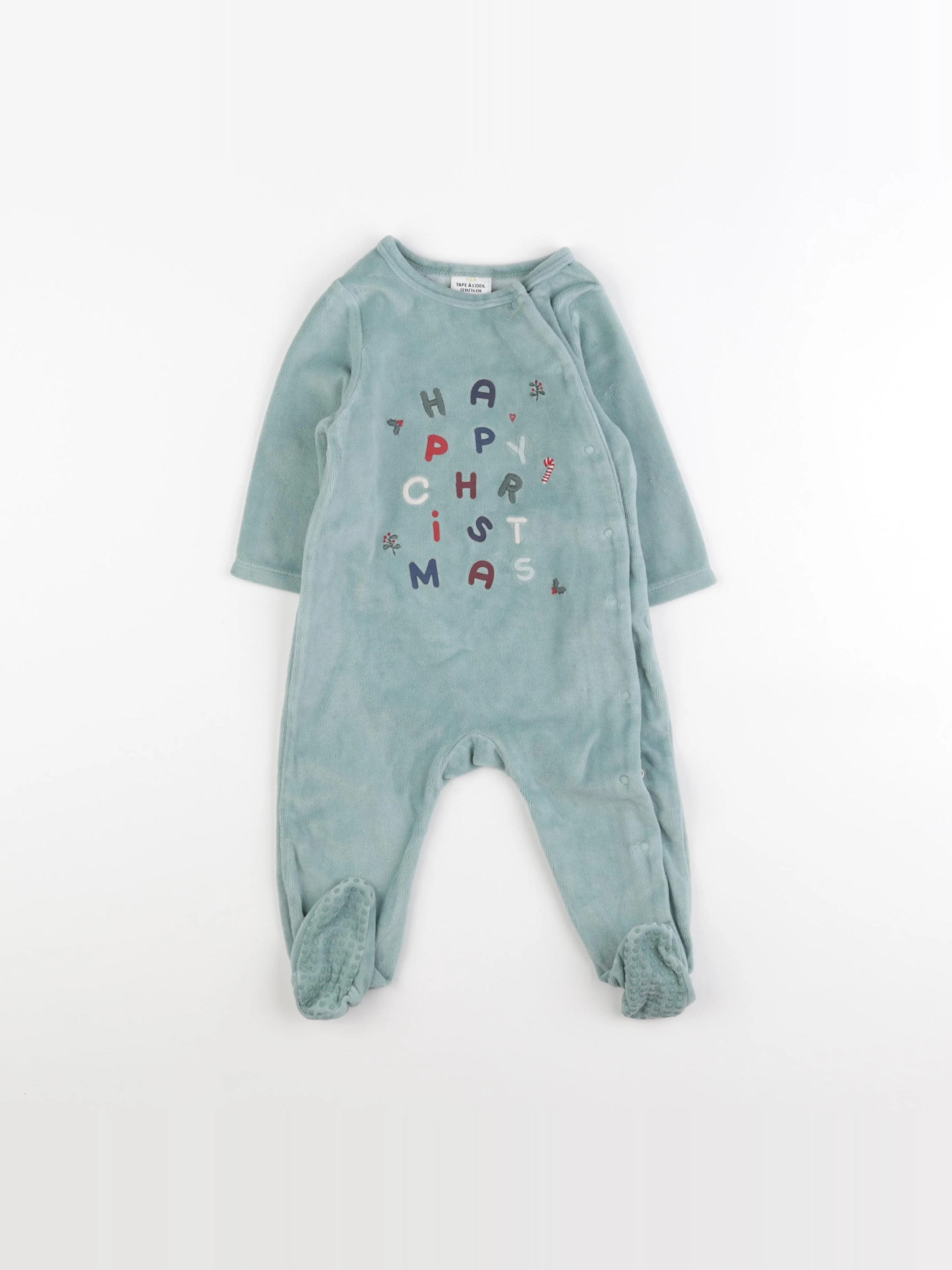 Tape à l'oeil - pyjama velours bleu - 12 mois