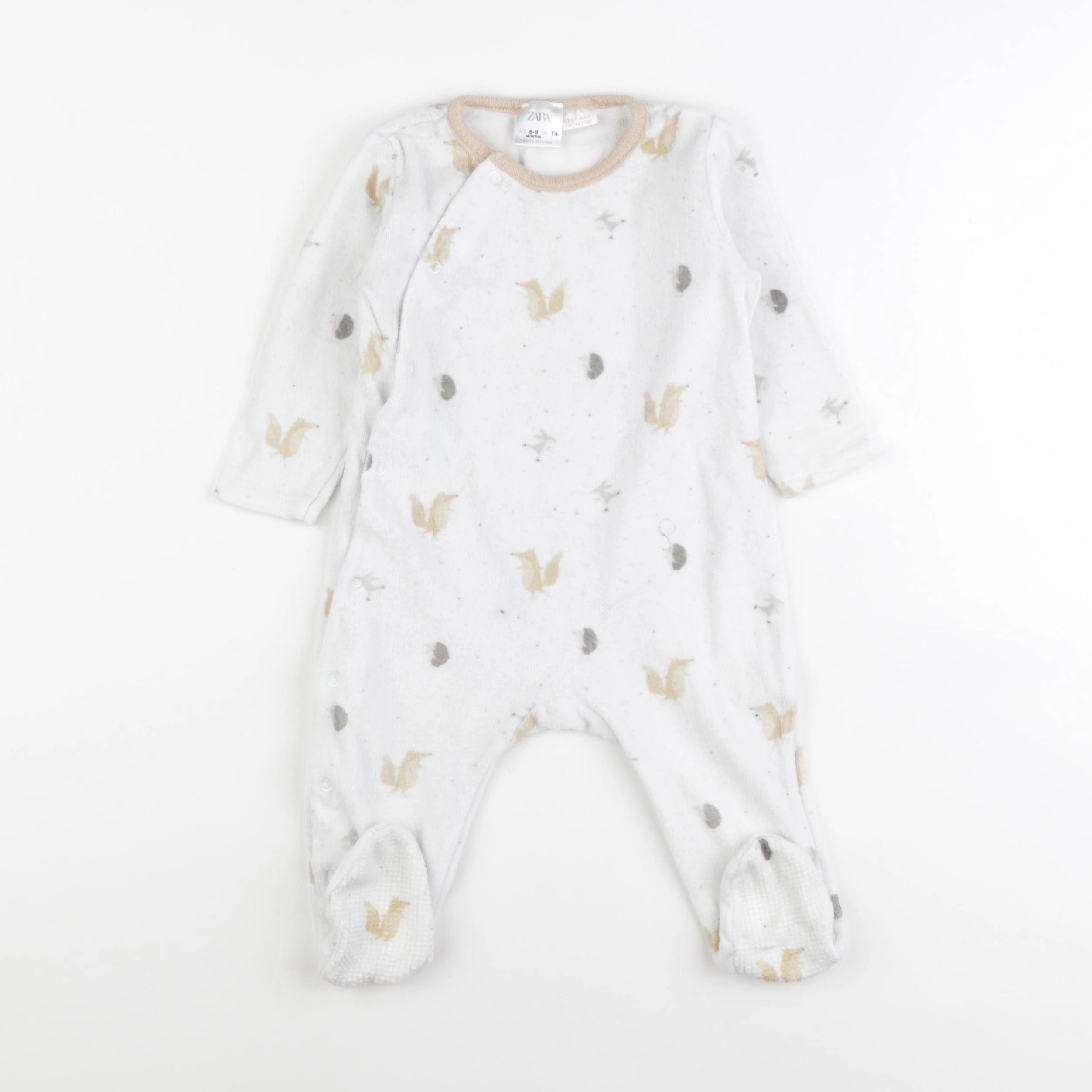Zara - pyjama velours blanc - 6/9 mois